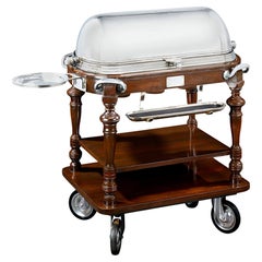 Used Mahogany And Silverplate Carving Trolley