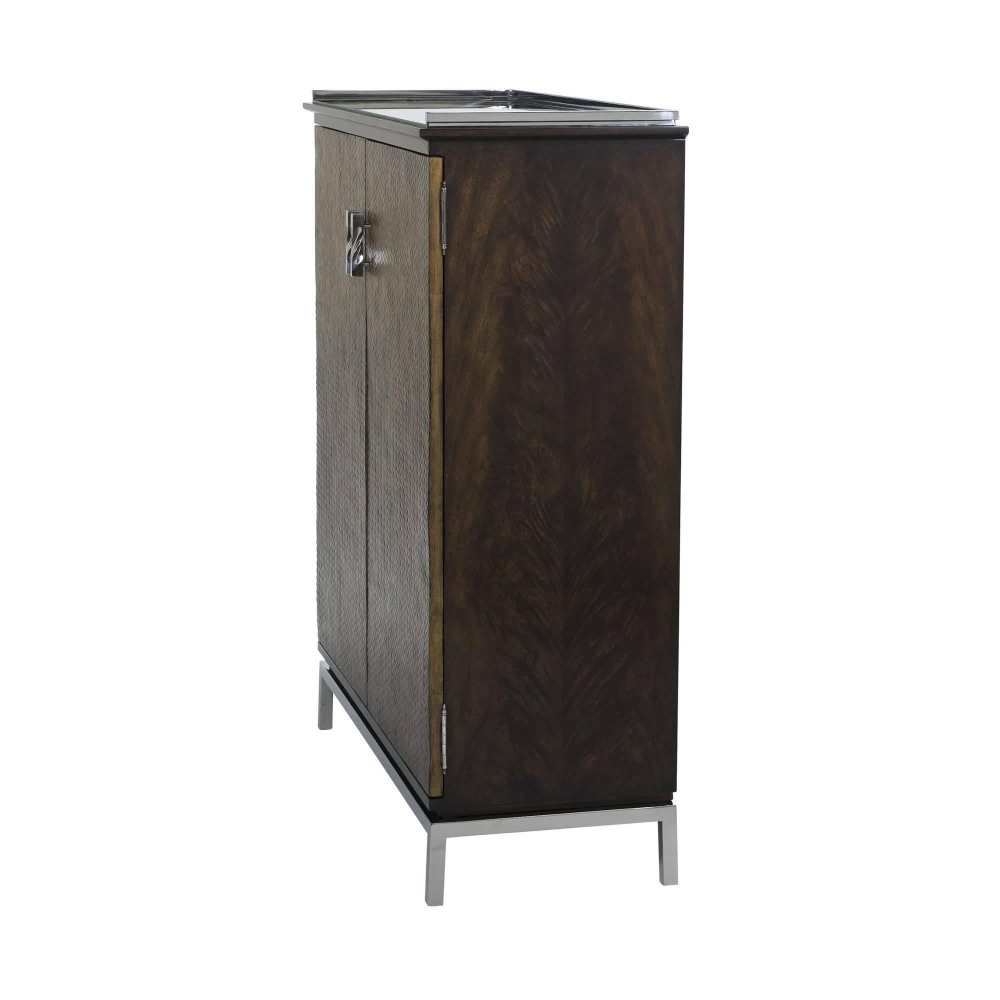 French Mahogany and Stainless Steel Mounted Cabinet