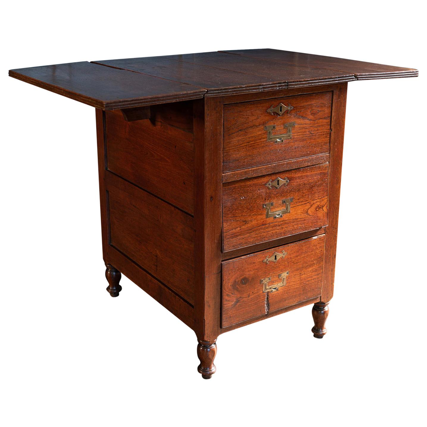 Mahogany and Teak Campaign Cabin Map Table/Chest, English, circa 1800