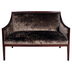 Mahogany and velvet two seats sofa, 1940s.