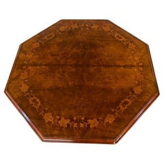 Mahogany and Walnut Burl Inlaid Octagonal Coffee Table