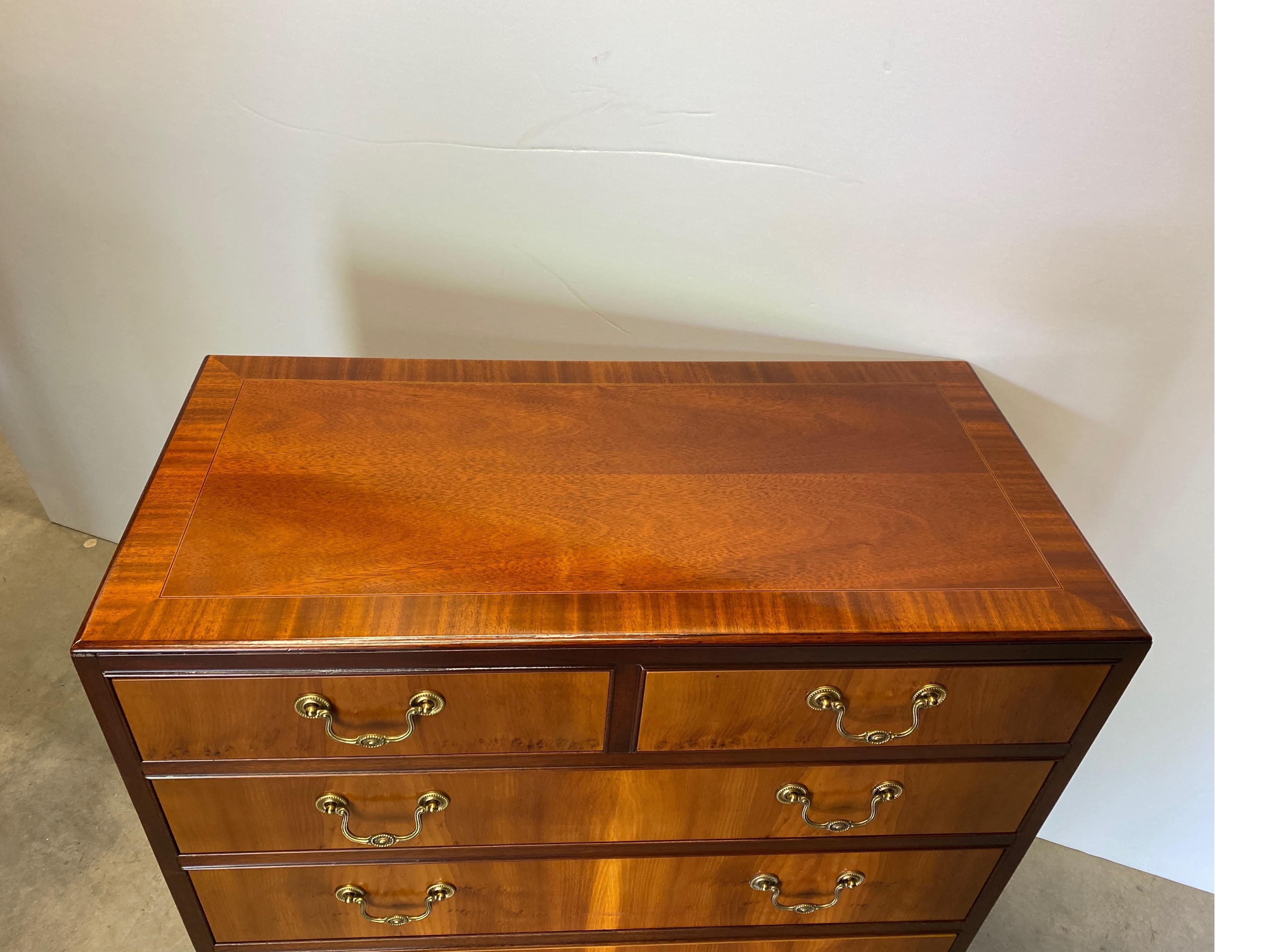 Federal Mahogany and Yew Wood Bachelors Chest by Baker Furniture