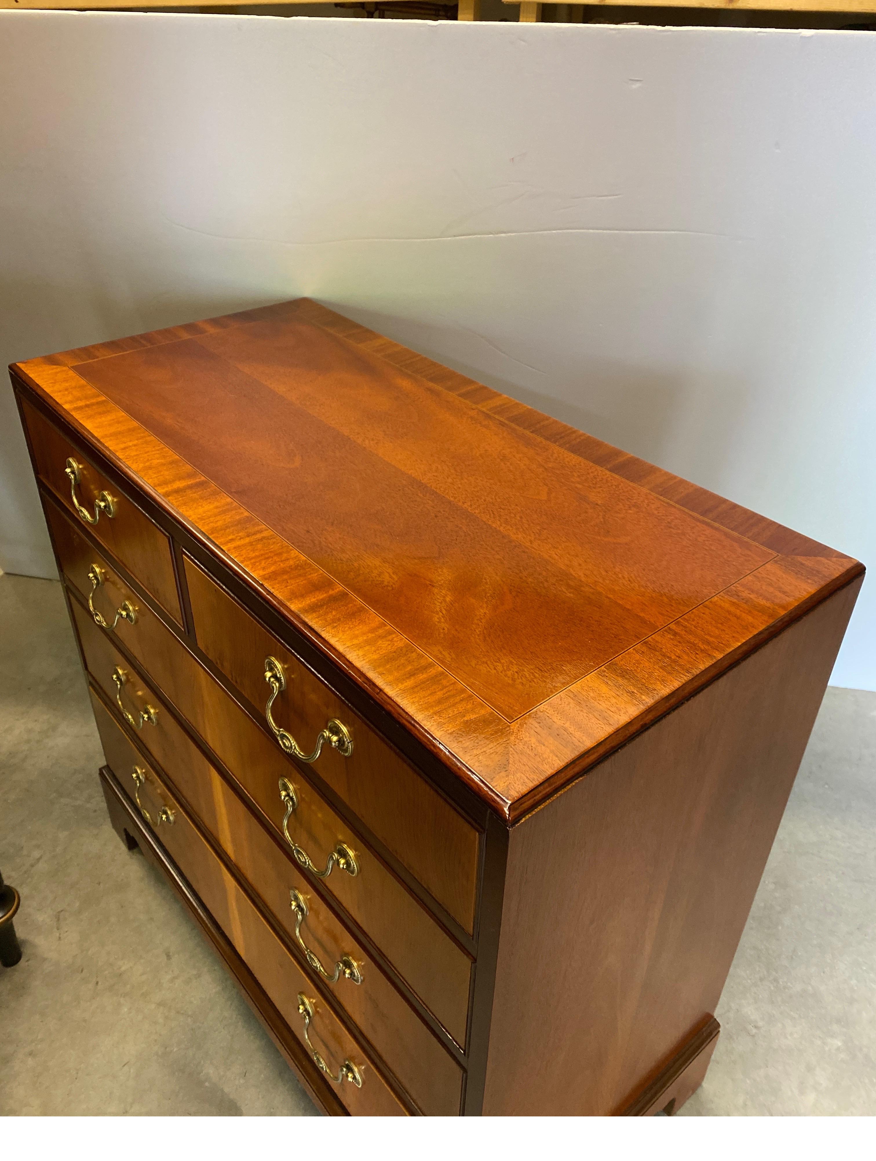 Mahogany and Yew Wood Bachelors Chest by Baker Furniture 1