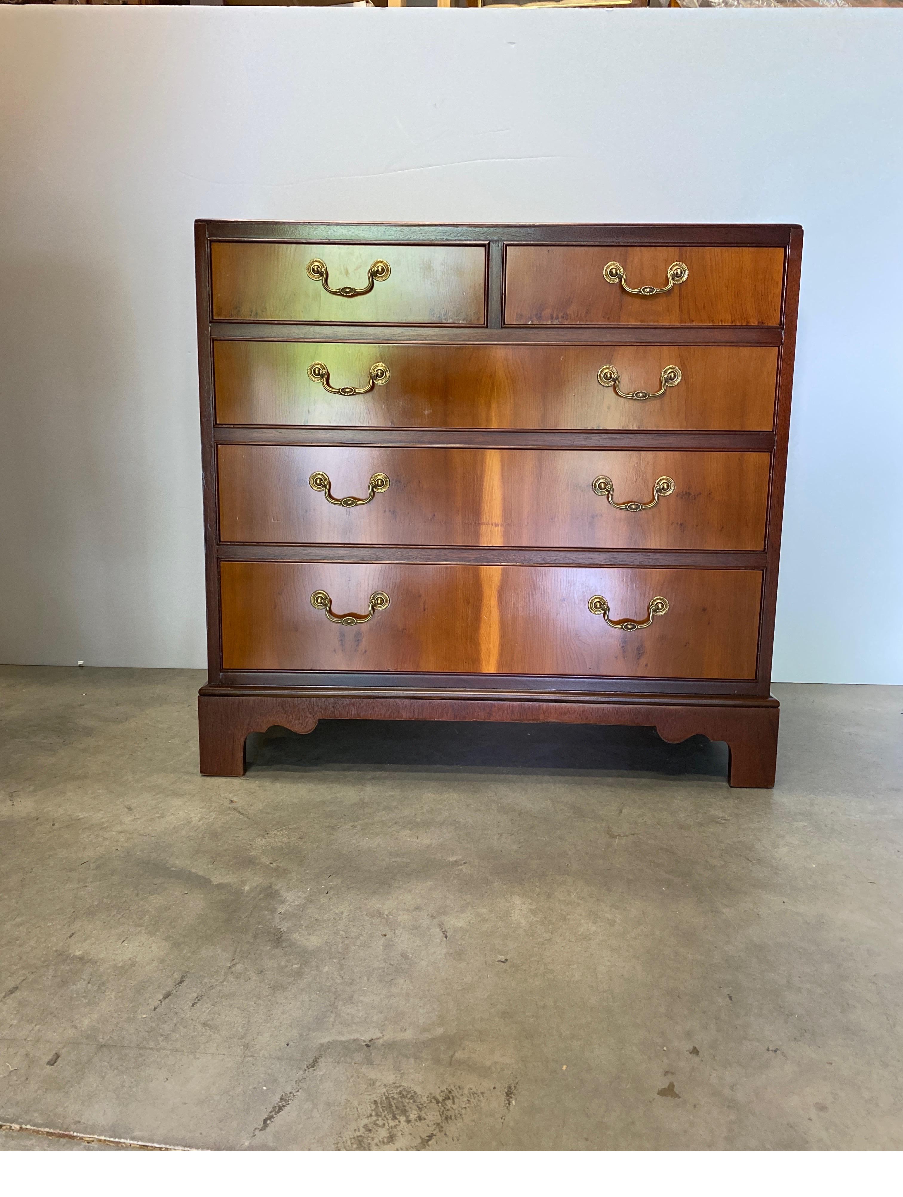 Mahogany and Yew Wood Bachelors Chest by Baker Furniture 3