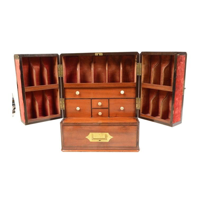 British Mahogany Apothecary Cabinet, Brass Handle and Brass Hinges
