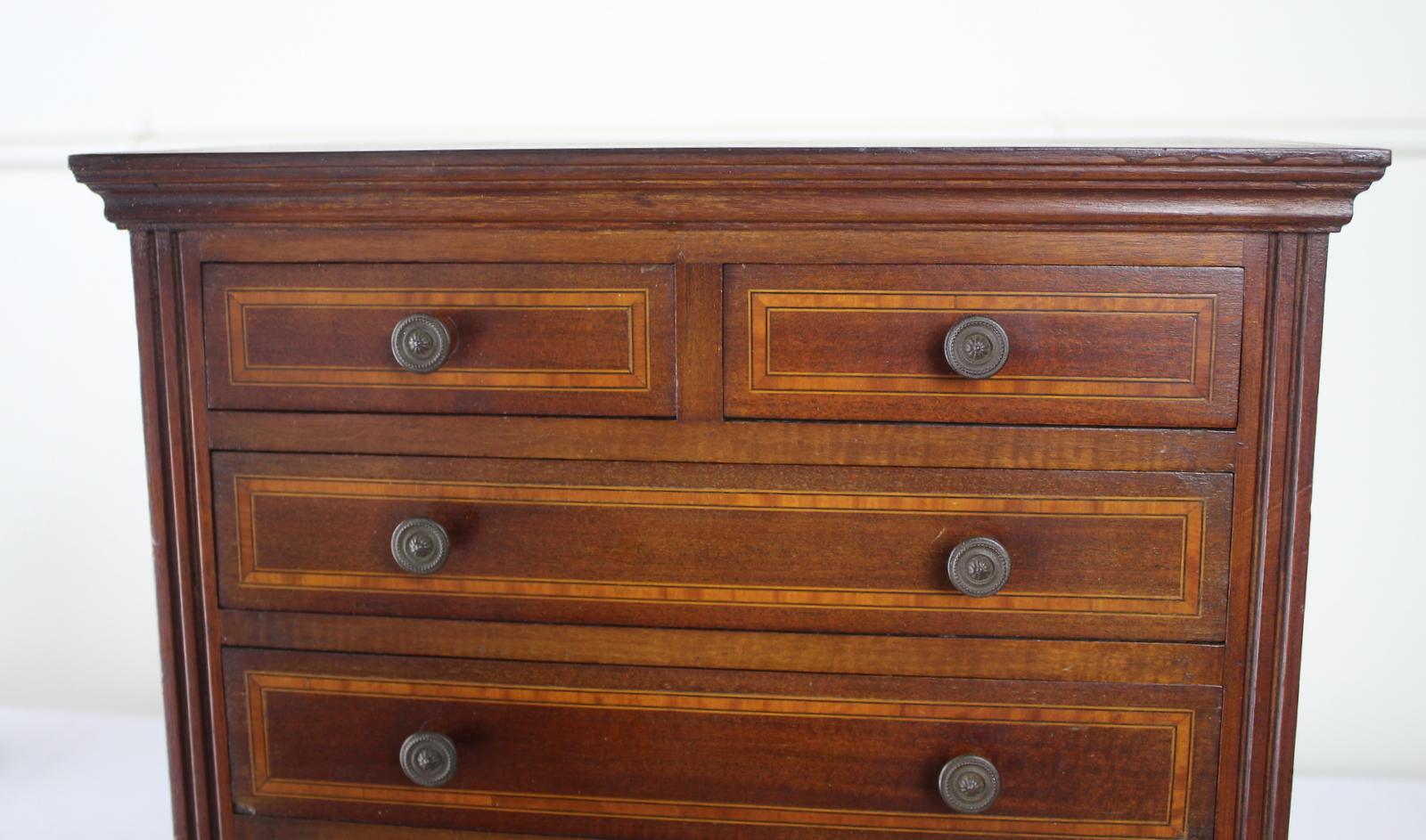 19th Century Mahogany Apprentice Chest, Satinwood Inlay For Sale