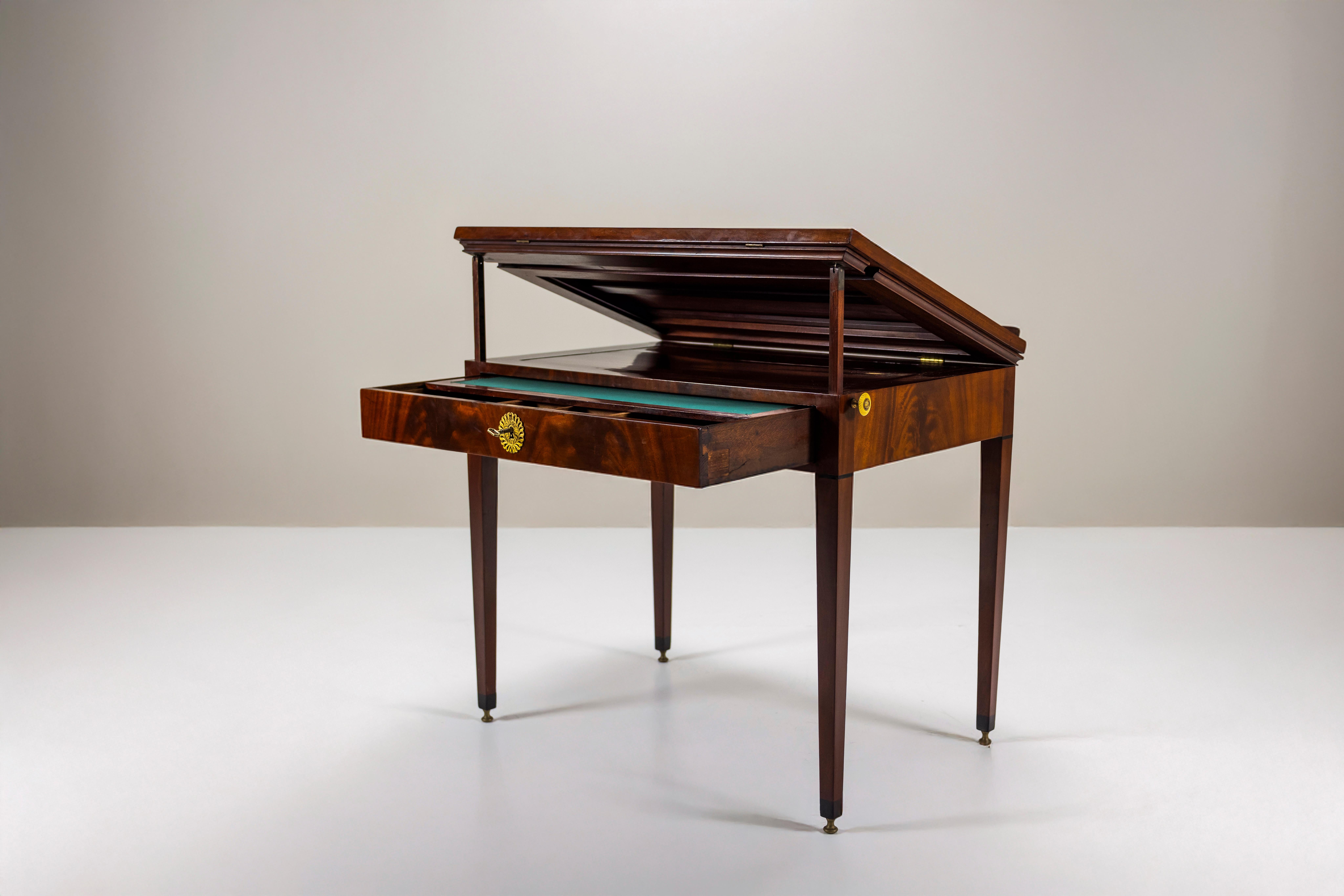 Empire Mahogany Architects Table by Jean-Joseph Chapuis, 1810 For Sale