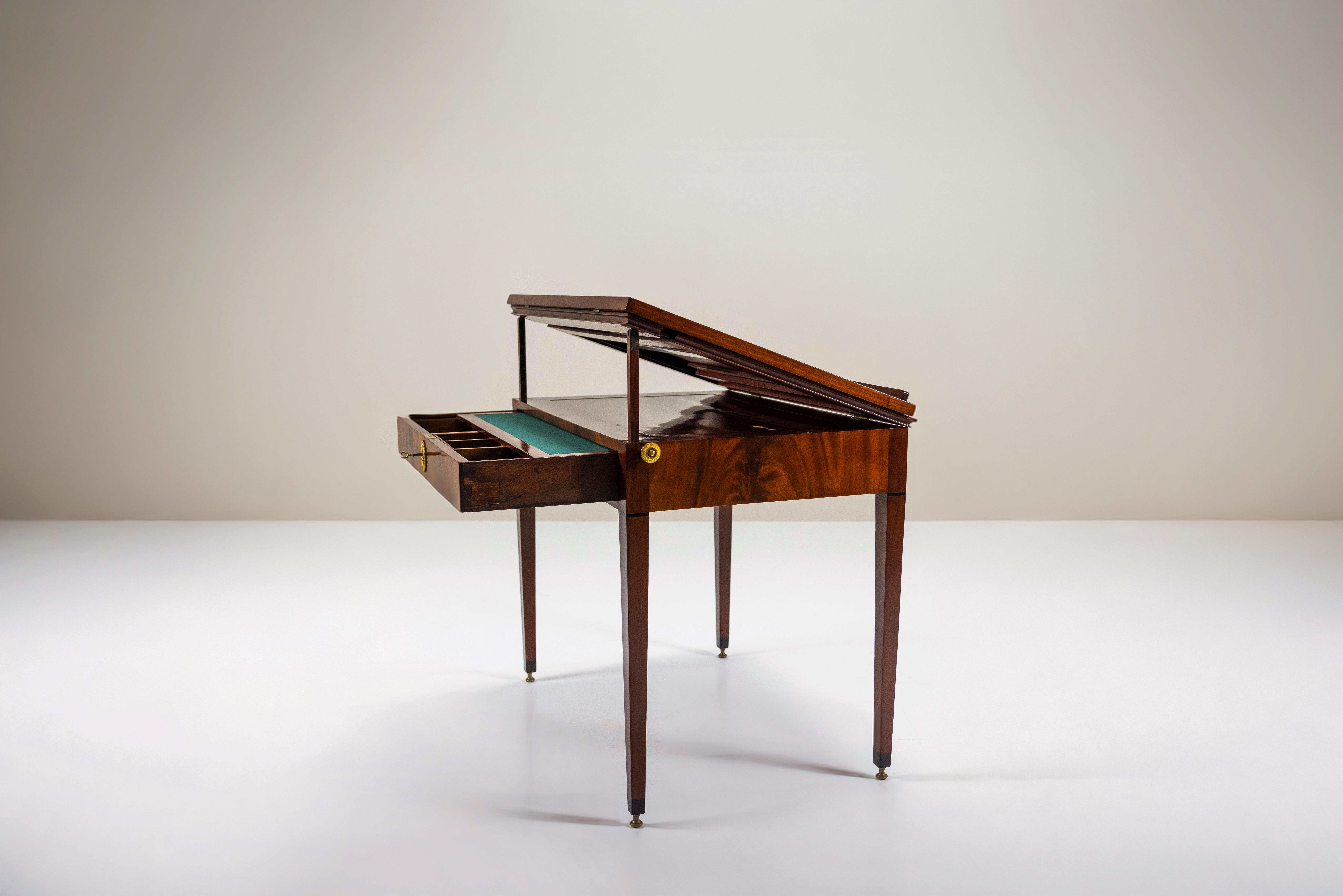 Belgian Mahogany Architects Table by Jean-Joseph Chapuis, 1810 For Sale