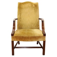 Vintage Mahogany Arm Chair w/ Velvet Upholstery