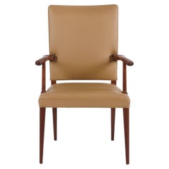 Mahogany armchair in light leather by Jacob Kjær from the 1950s
