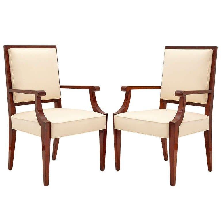 Mahogany Armchairs, France, C. 1940 In Good Condition In New York, NY