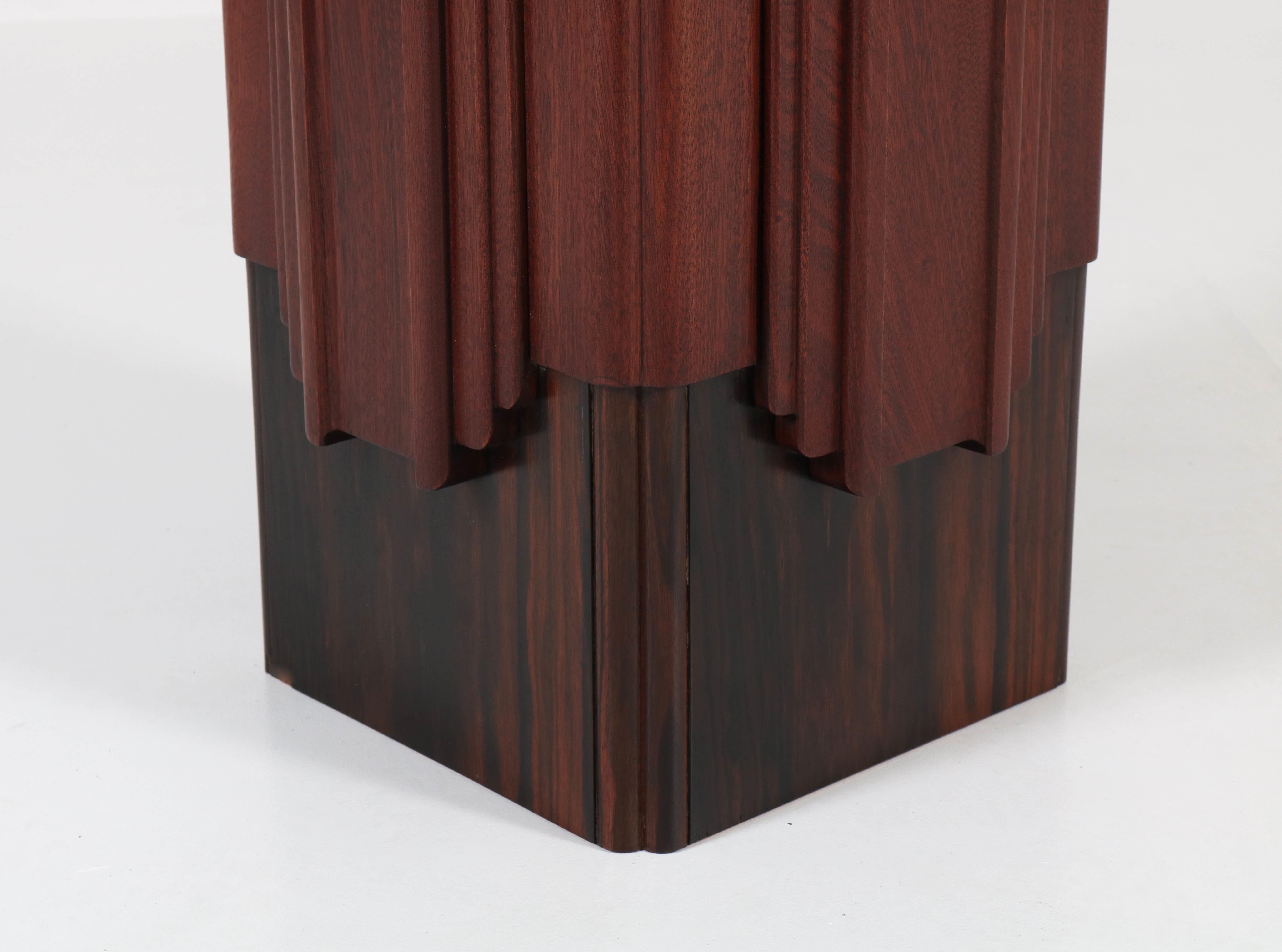 Early 20th Century Mahogany Art Deco Amsterdam School Pedestal Attributed to Hildo Krop, 1920s