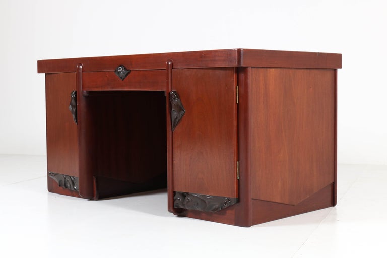 Mahogany Art Deco Amsterdam School Pedestal Desk By Willem