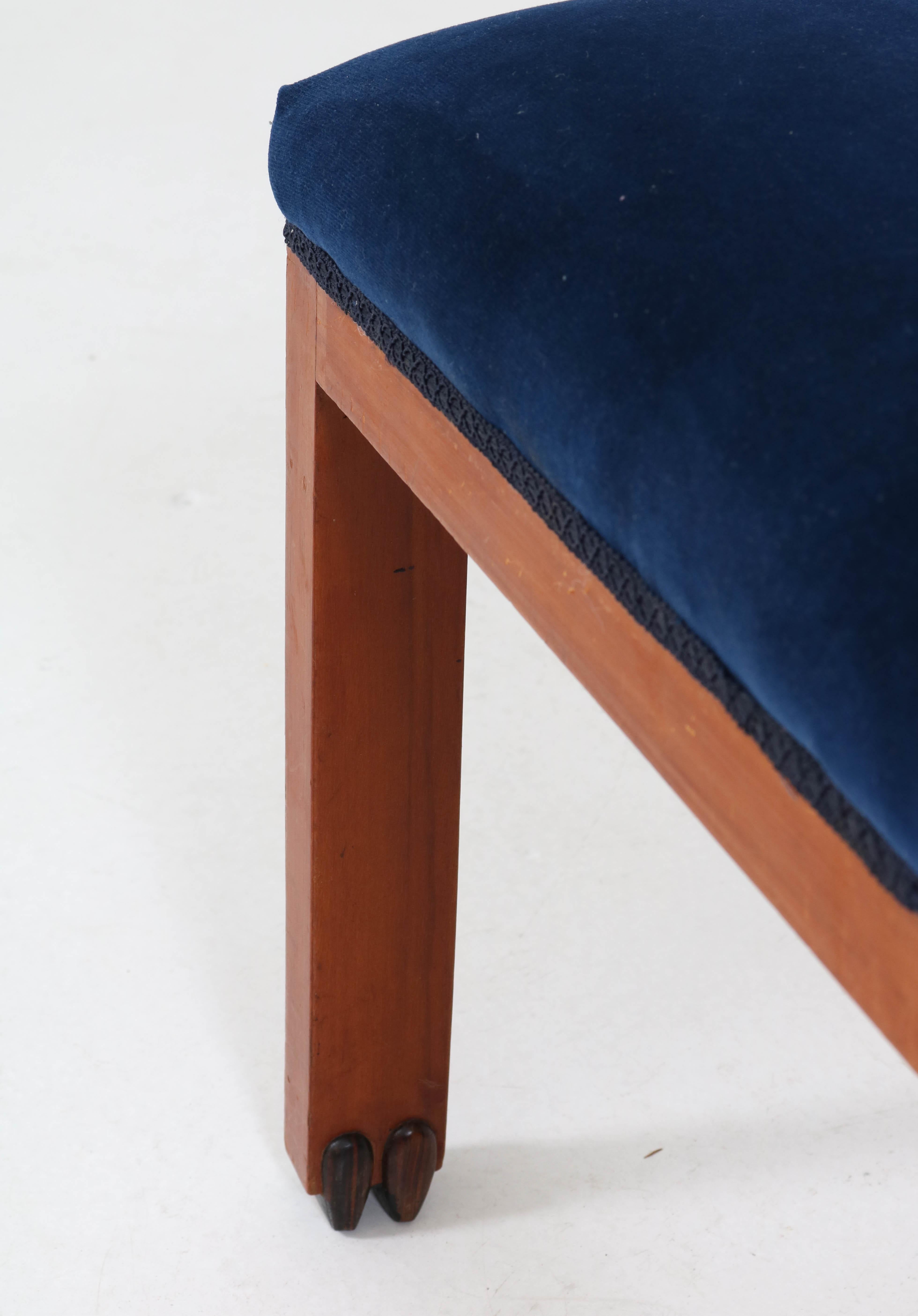 Early 20th Century Mahogany Art Deco Amsterdam School Stool, 1920s