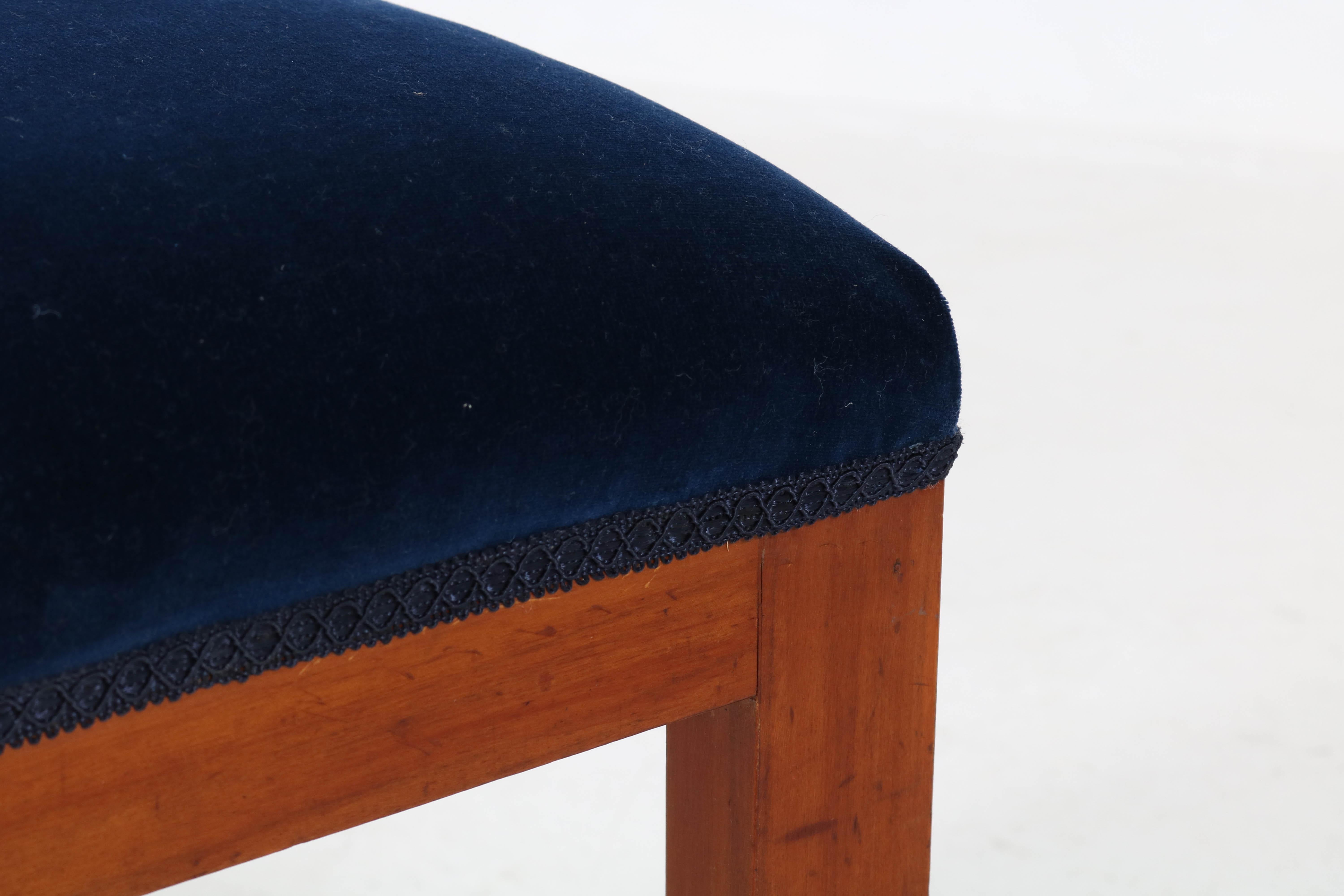 Fabric Mahogany Art Deco Amsterdam School Stool, 1920s