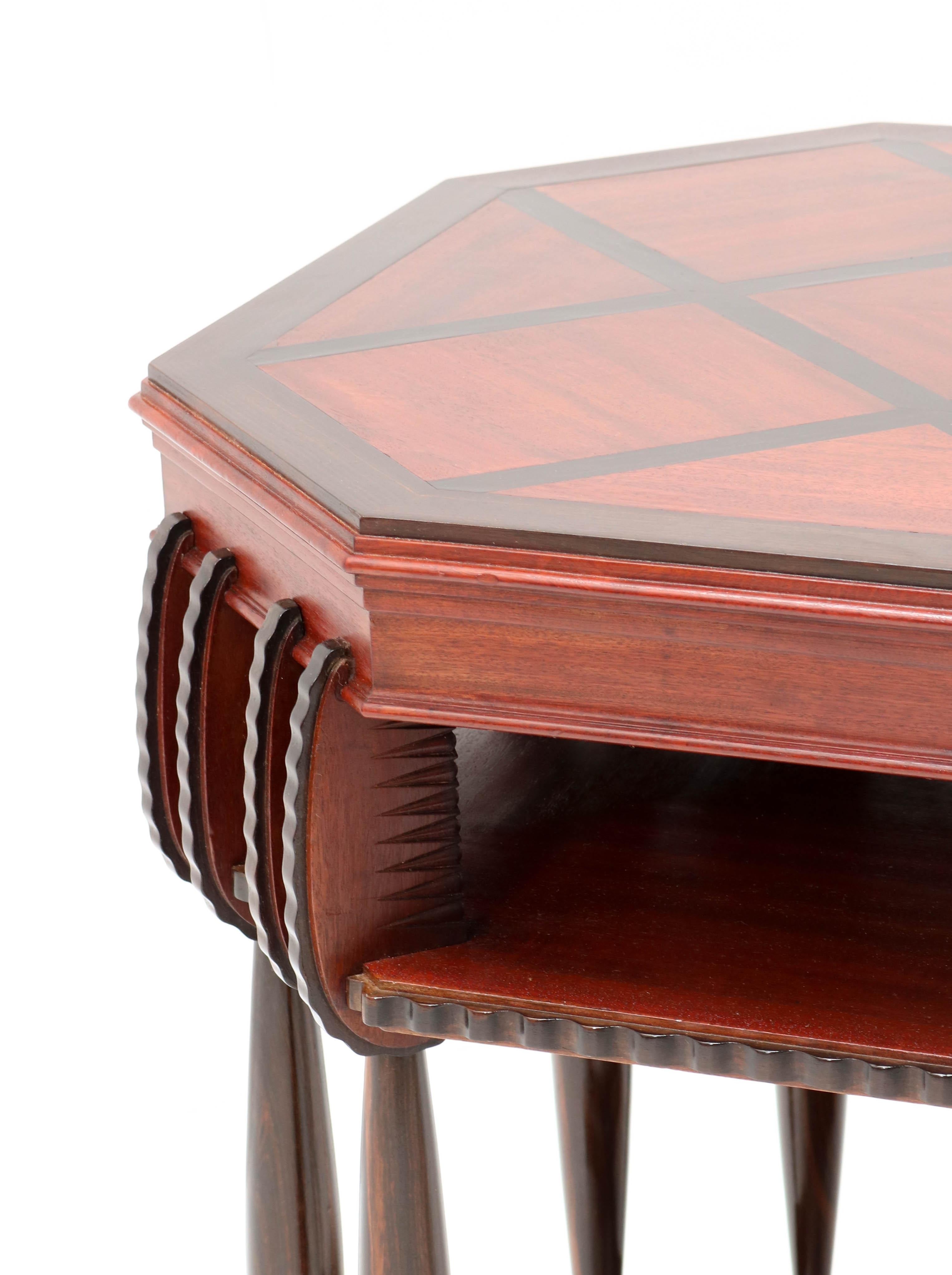 Mahogany Art Deco Amsterdamse School Coffee Table by F.A. Warners, 1920s 4