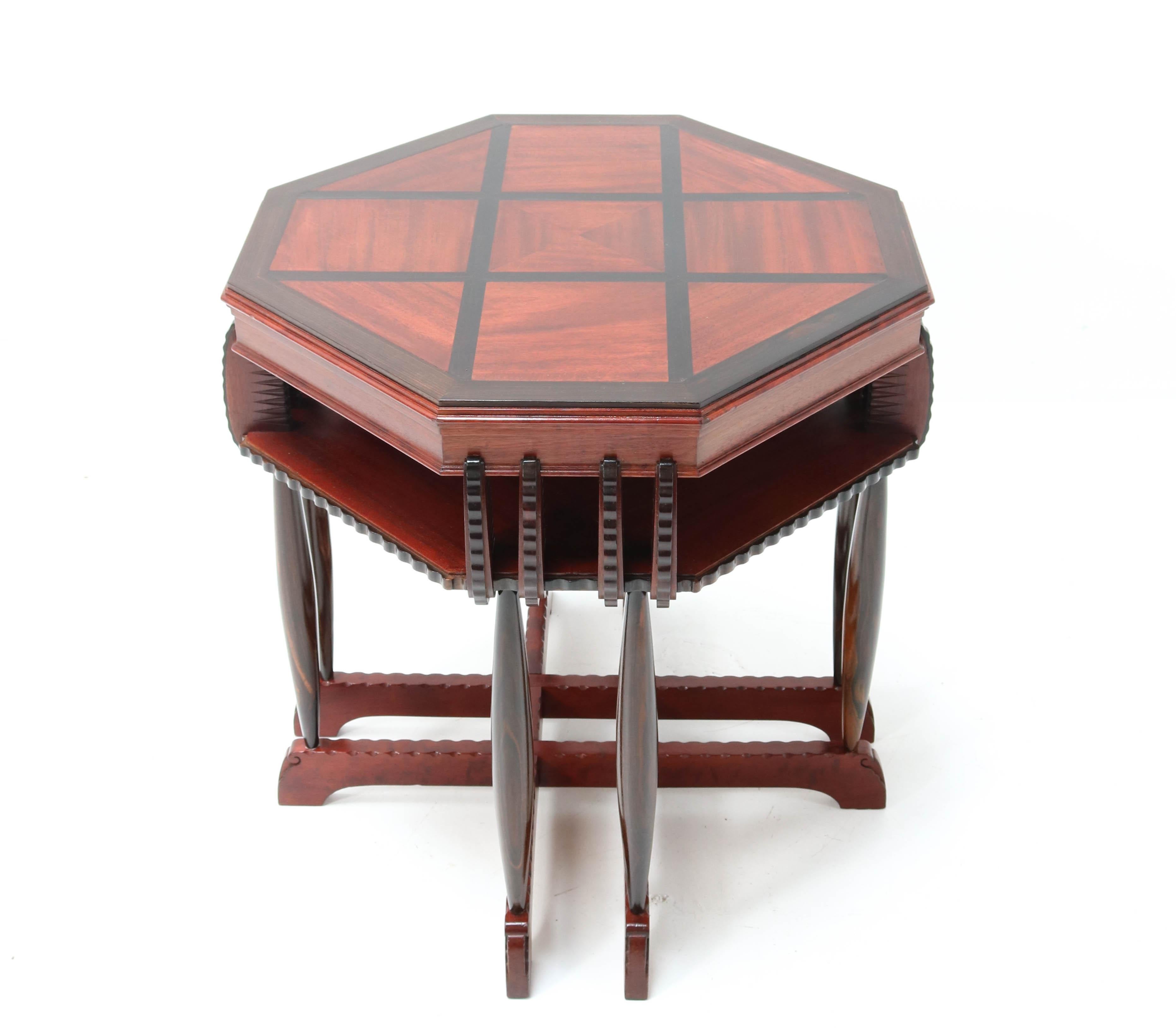Early 20th Century Mahogany Art Deco Amsterdamse School Coffee Table by F.A. Warners, 1920s