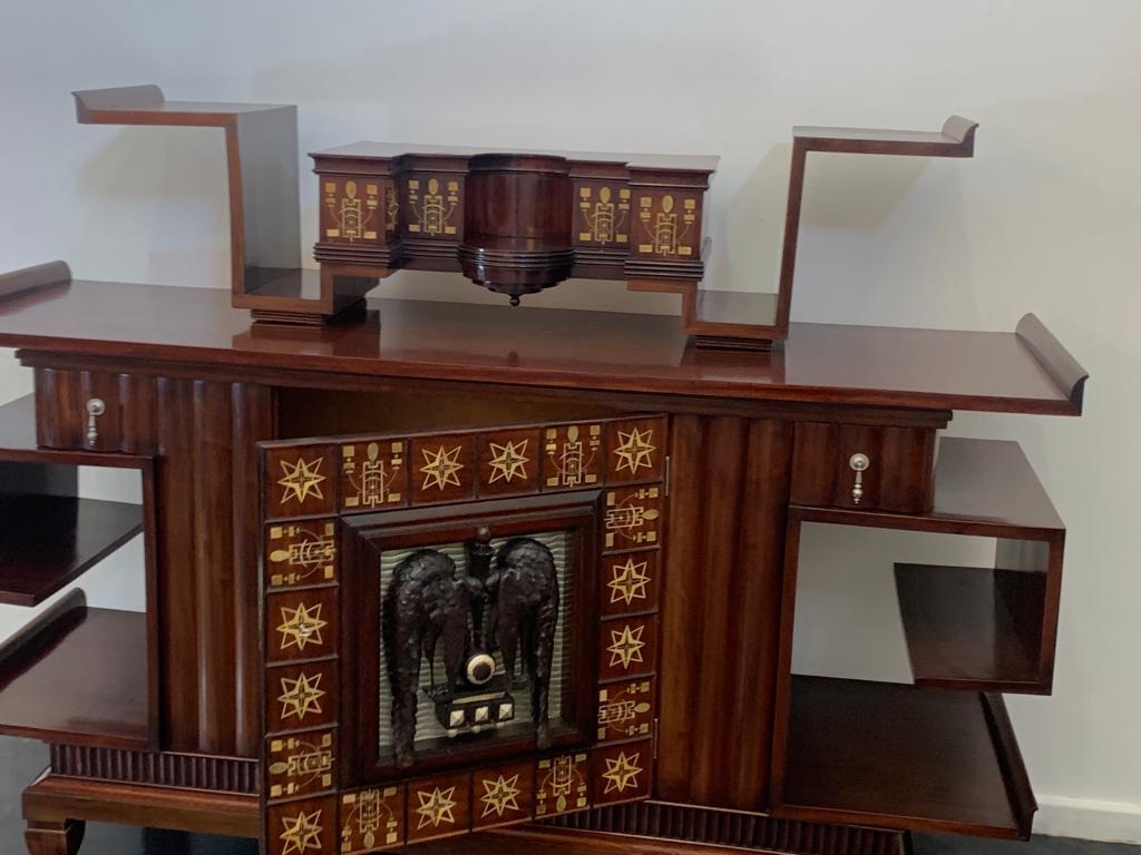 Mahogany Art Deco Carved Sideboard, 1930s 5