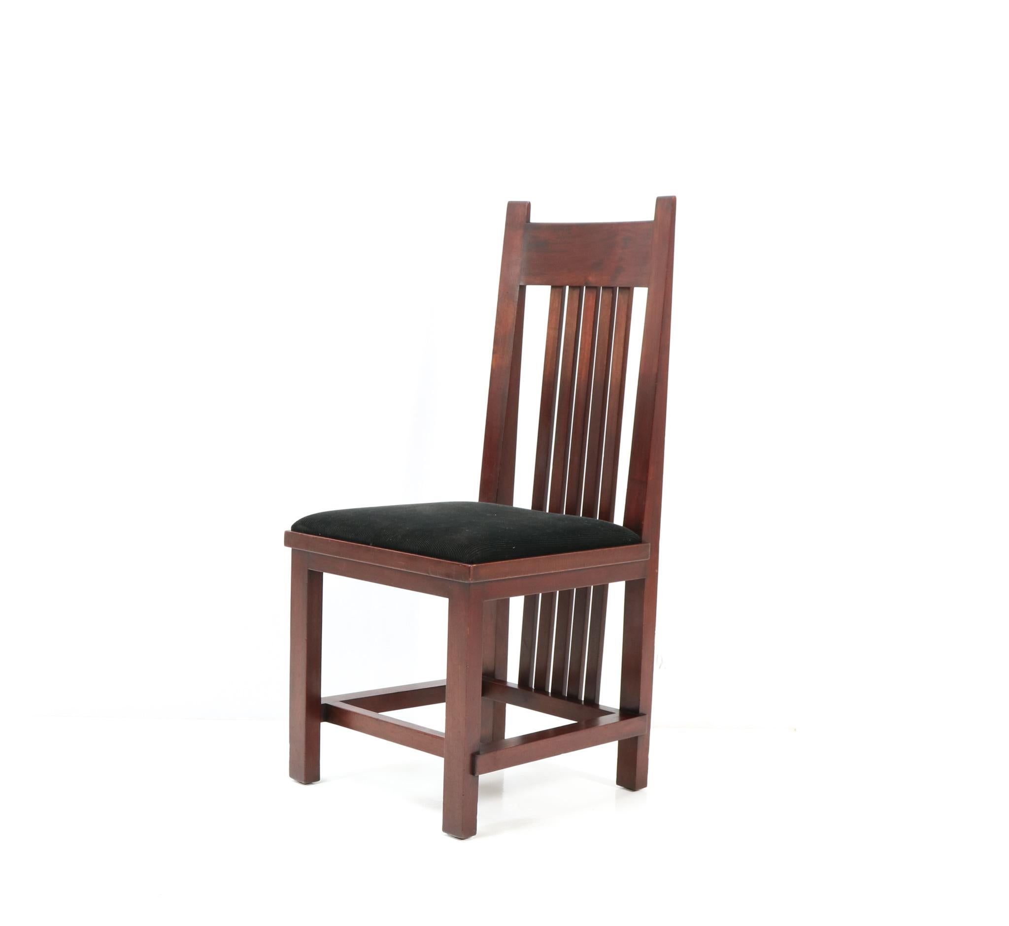 Dutch Mahogany Art Deco Modernist High Back Chair by Hendrik Wouda for Pander, 1924 For Sale