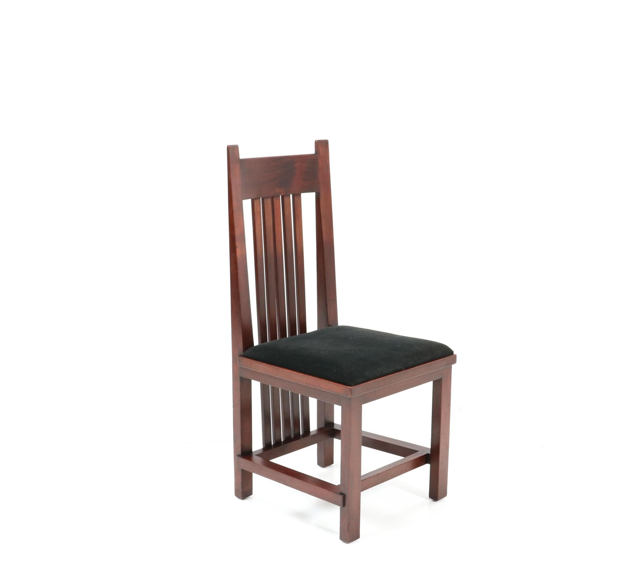 Modernistischer Mahagoni-Stuhl mit hoher Rückenlehne aus Mahagoni von Hendrik Wouda für Pander, 1924 (Niederländisch) im Angebot
