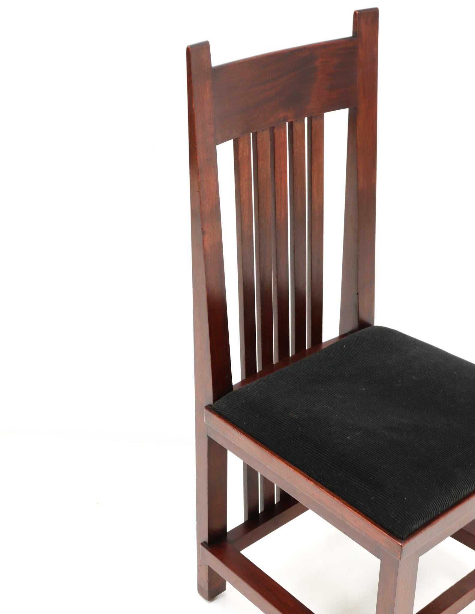 Chaise à haut dossier Art Déco moderniste en acajou de Hendrik Wouda pour Pander, 1924 en vente 1