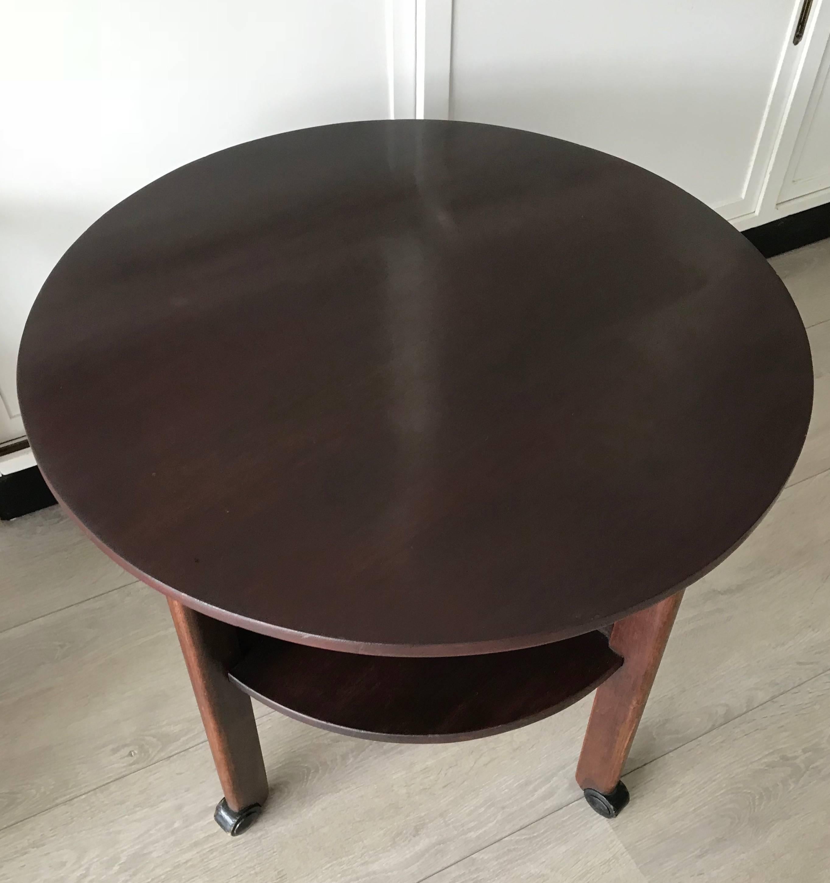 Wooden Art Deco Round Coffee or End Table with Four Shelfs for Books Etc For Sale 2