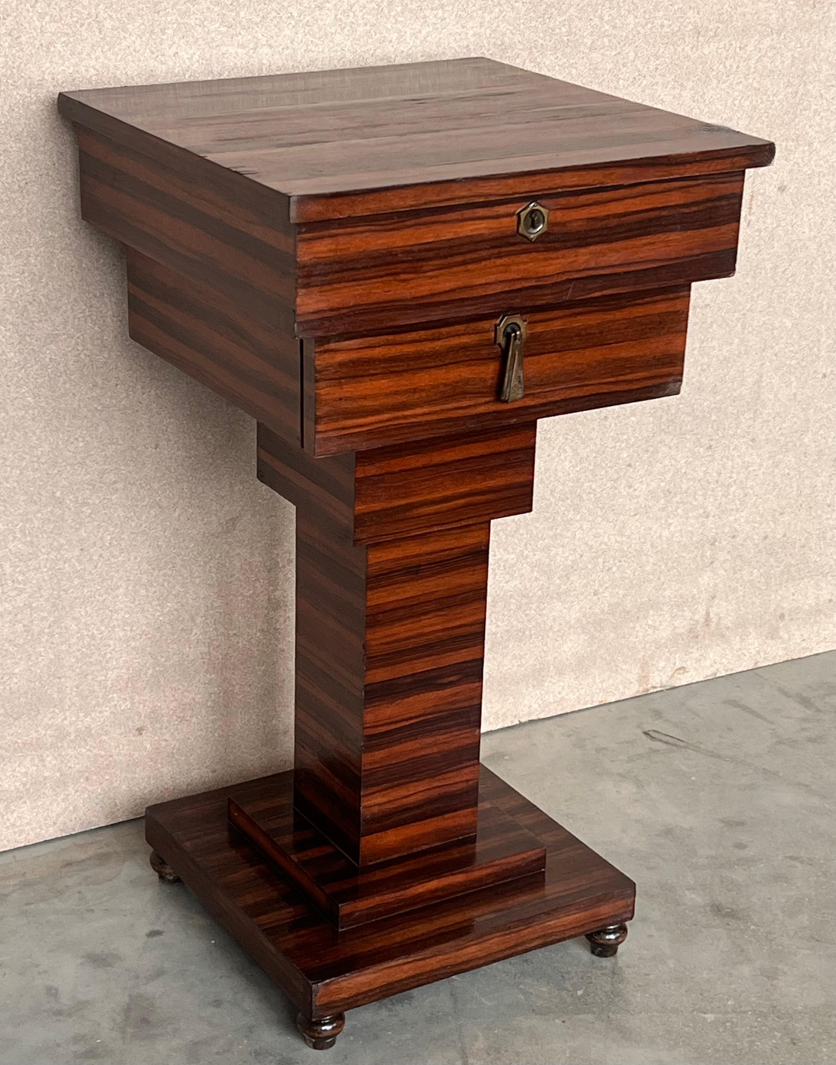 20th Century Mahogany Art Deco Sewing or Jelwery Box on Stand, circa 1860 For Sale