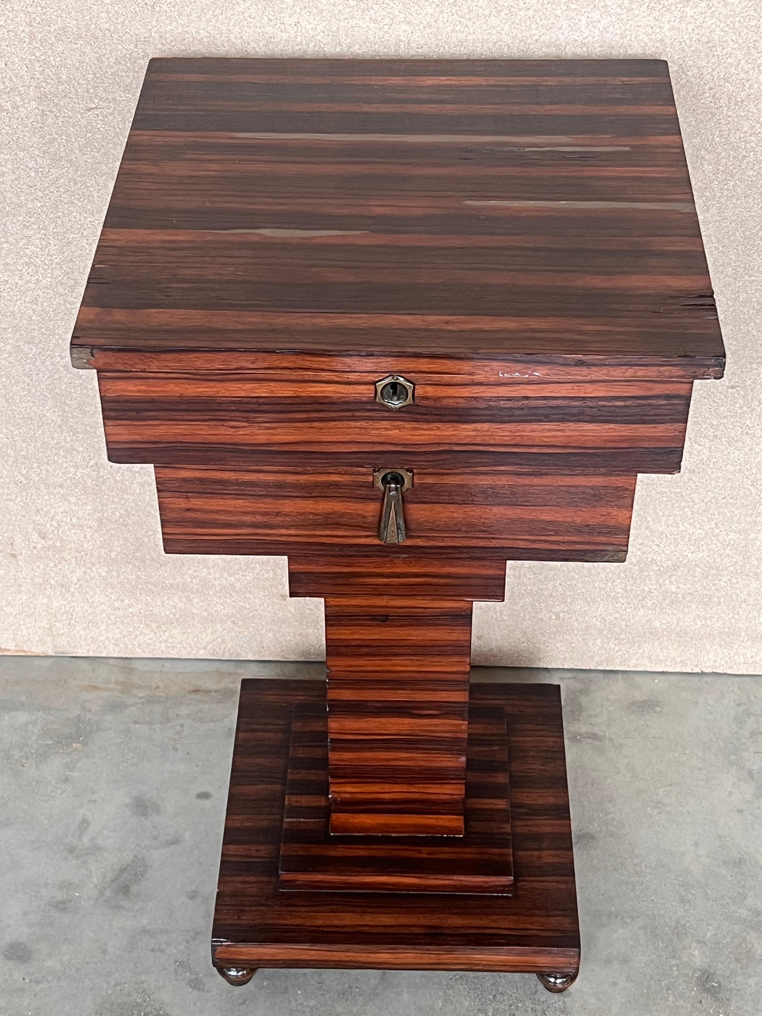 Mahogany Art Deco Sewing or Jelwery Box on Stand, circa 1860 For Sale 2