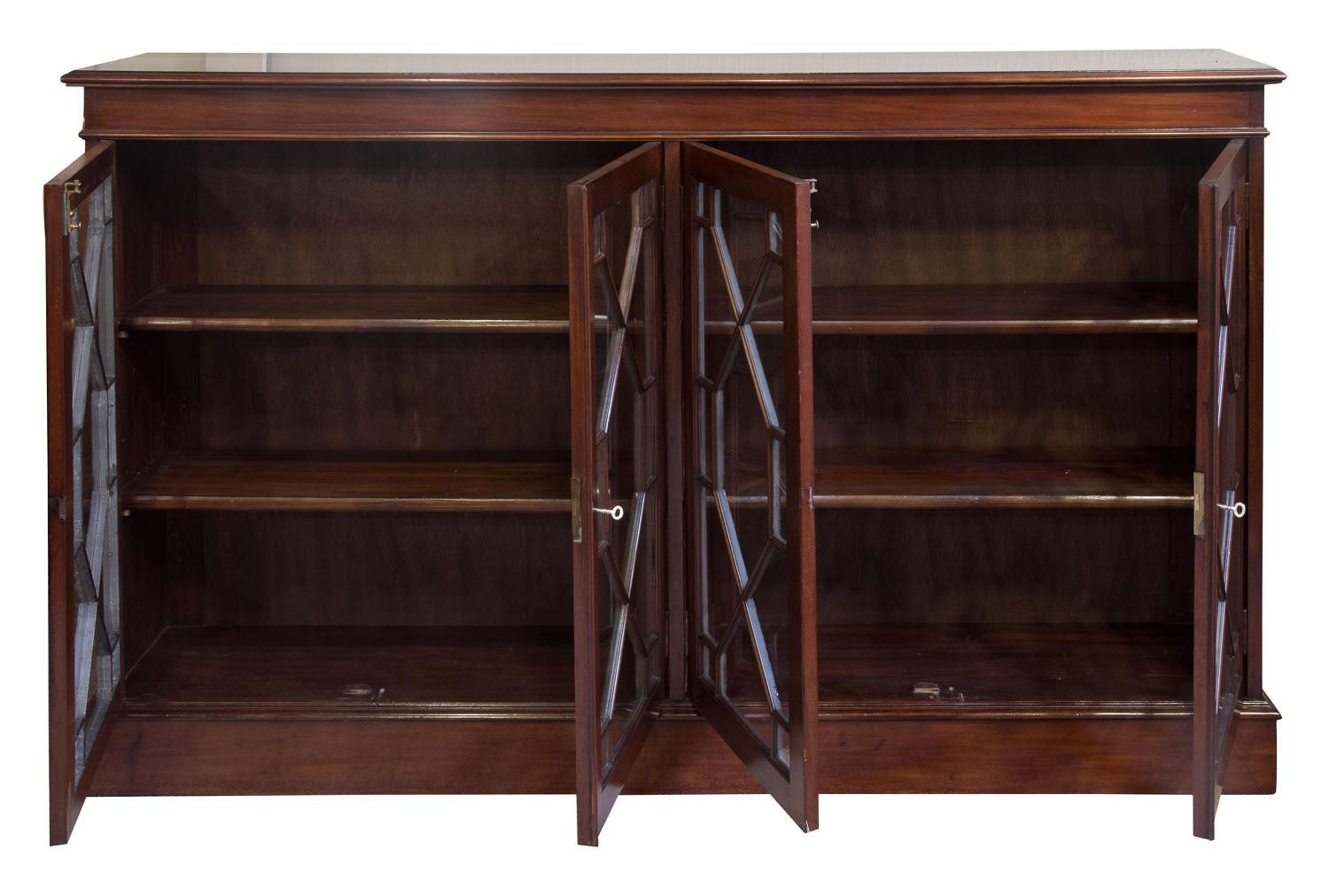 Late Victorian Mahogany Astragal Glazed 4 Door Bookcase, circa 1900