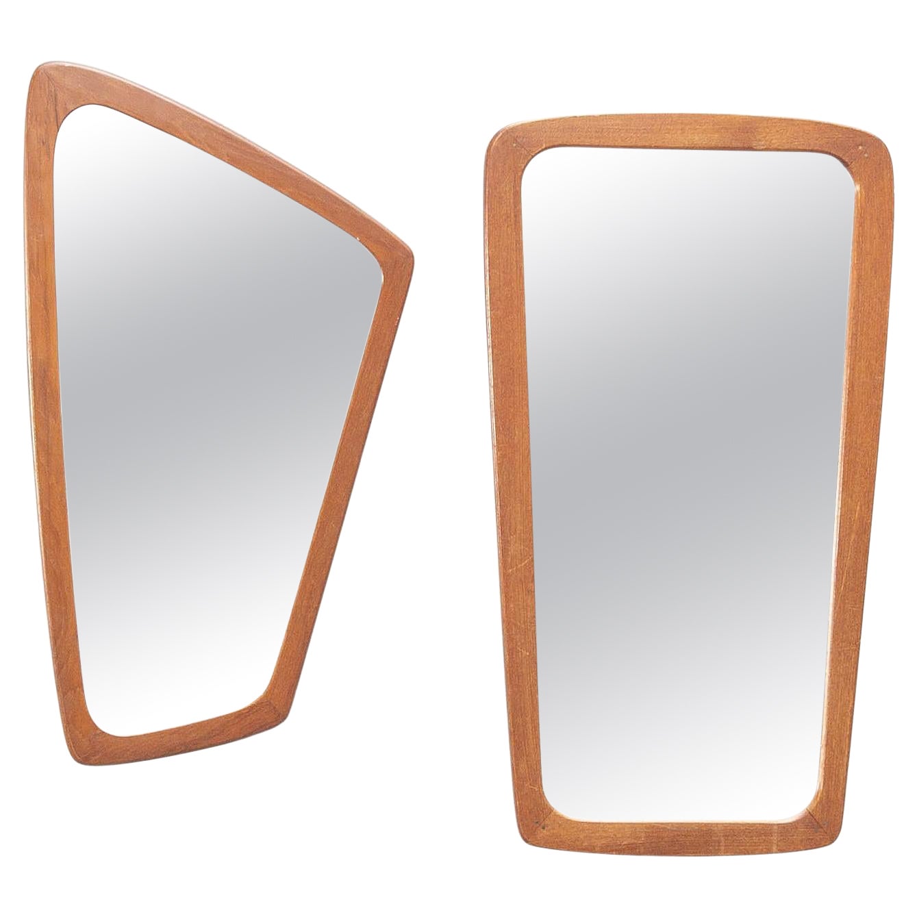 Mahogany Asymetric 2 Mirrors by Aarhus Glasimport & Glassliberi, Denmark, 1960
