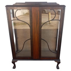 Mahogany Ball and Claw Curio Cabinet