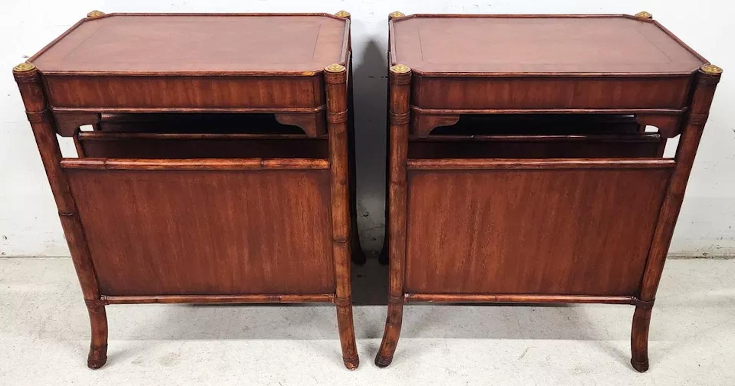 Mahogany Bamboo End Magazine Tables Pair 5