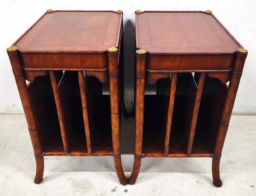 Mahogany Bamboo End Magazine Tables Pair 6