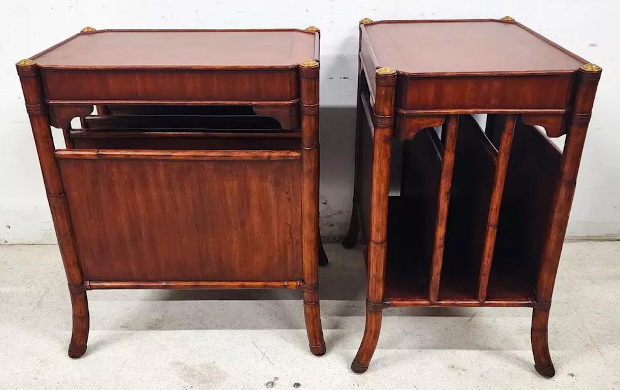 Late 20th Century Mahogany Bamboo End Magazine Tables Pair