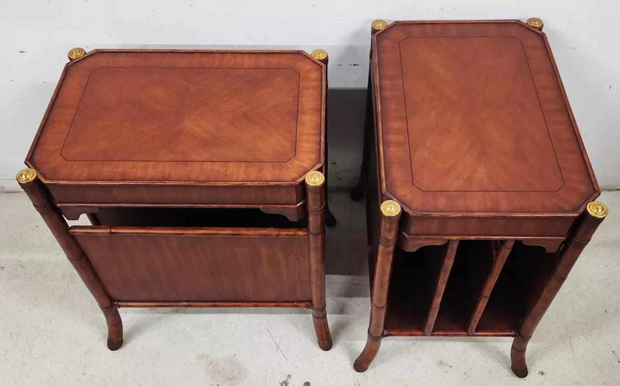 Mahogany Bamboo End Magazine Tables Pair 1