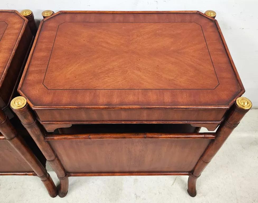 Mahogany Bamboo End Magazine Tables Pair 2
