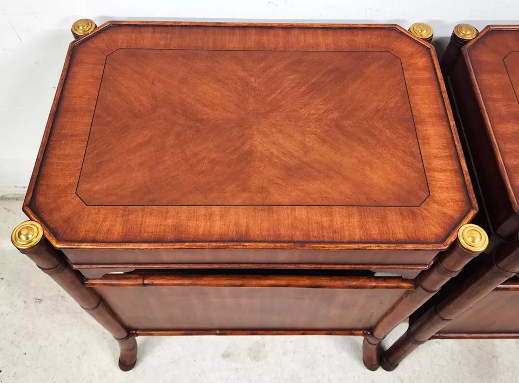 Mahogany Bamboo End Magazine Tables Pair 3