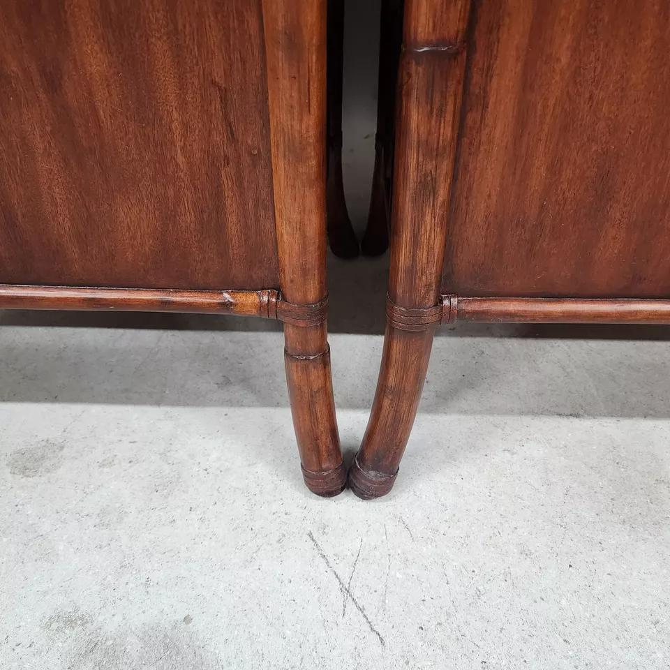 Mahogany Bamboo End Magazine Tables Pair 4