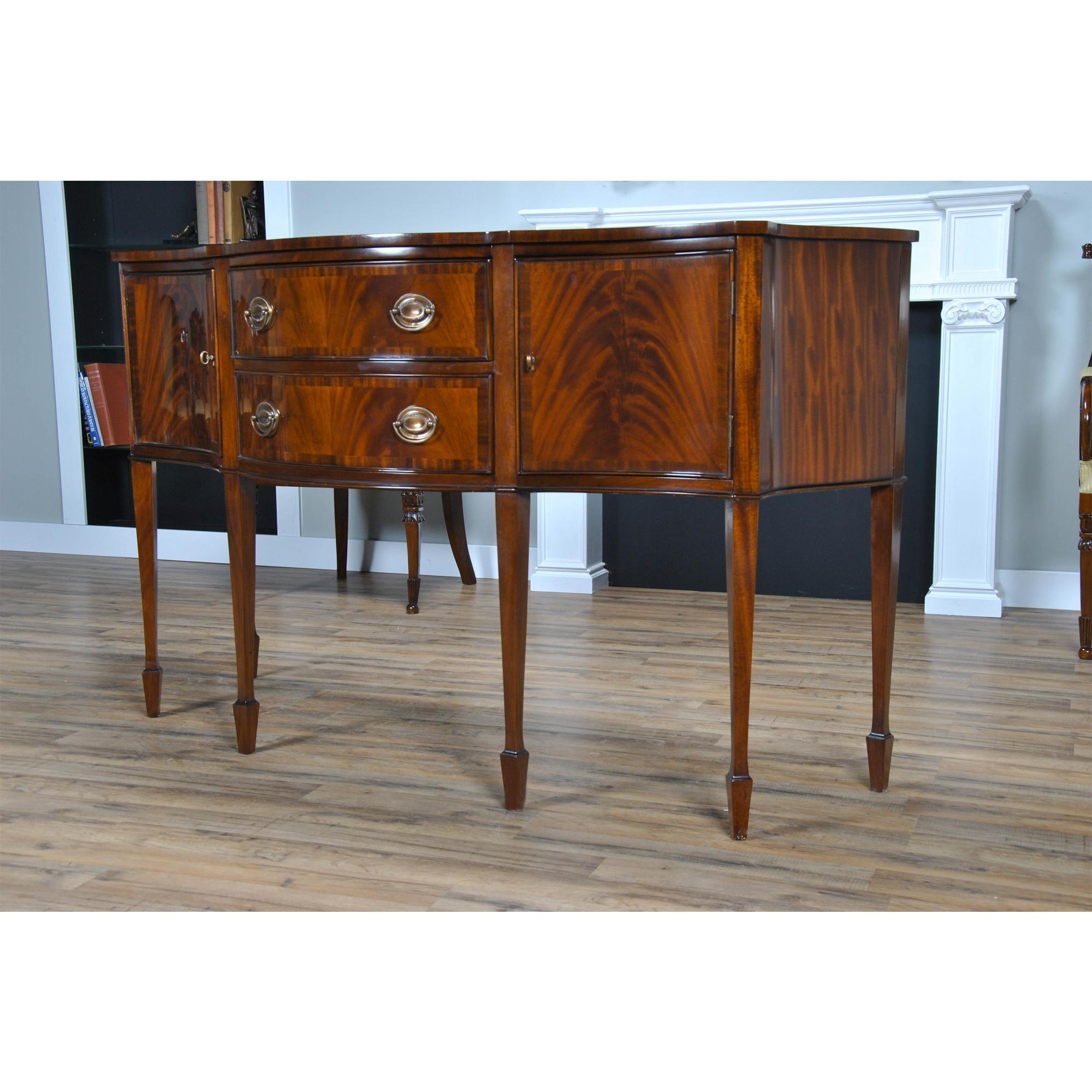 Hand-Carved Mahogany Banded Sideboard  For Sale