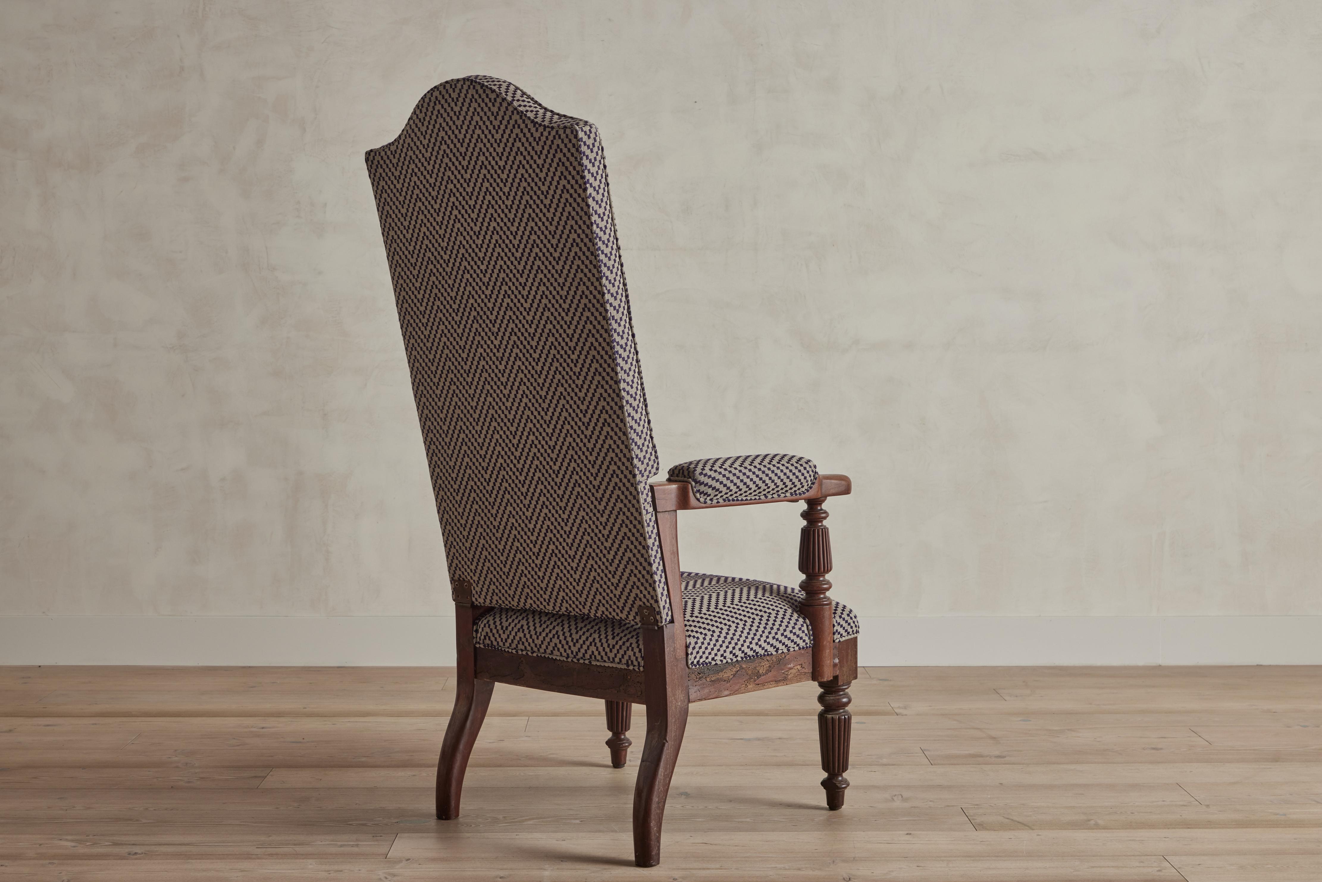 Napoleon III Mahogany Barber Chair in Claremont Fabric
