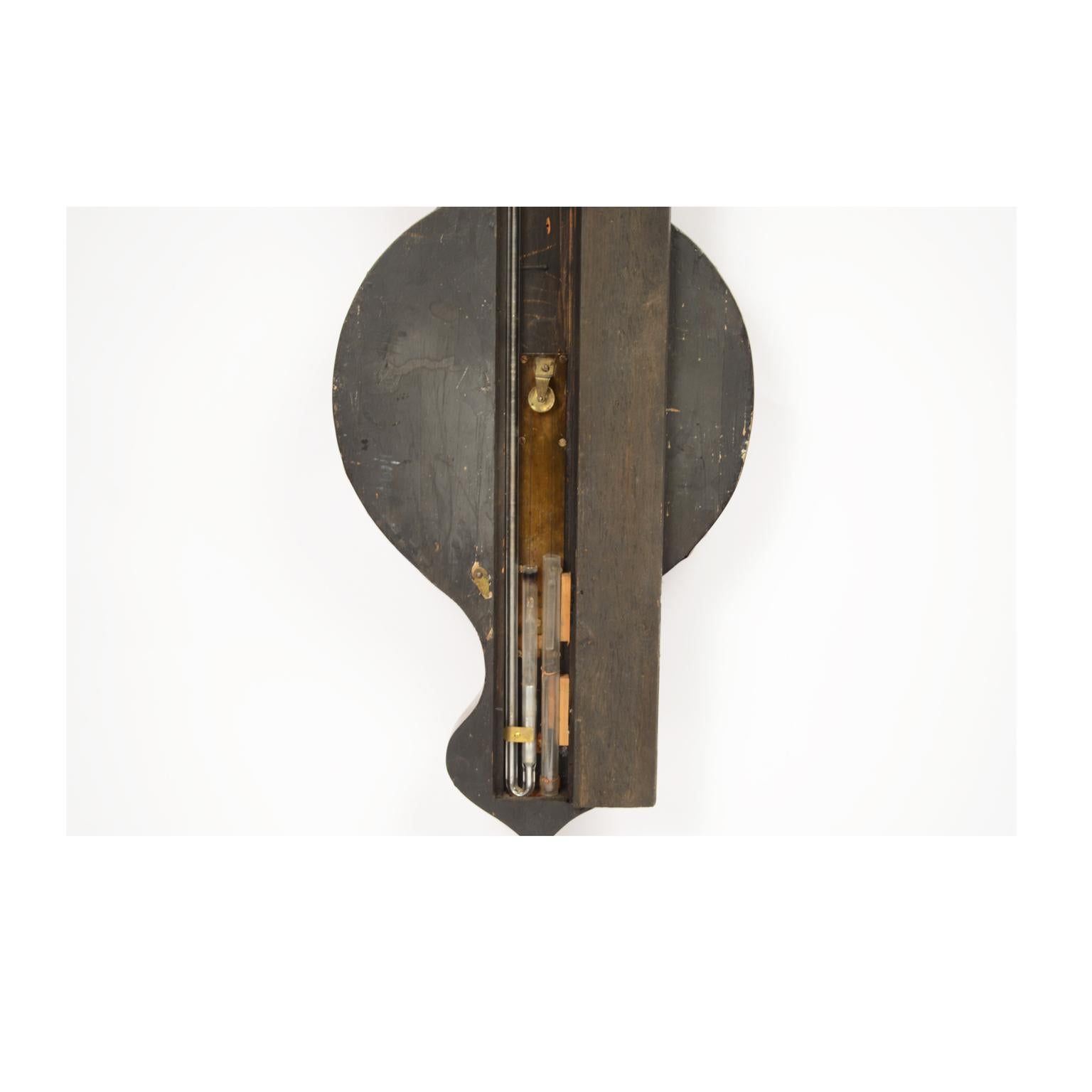 19th Century English Mahogany Barometer Antique Instrument Weather Misure 6