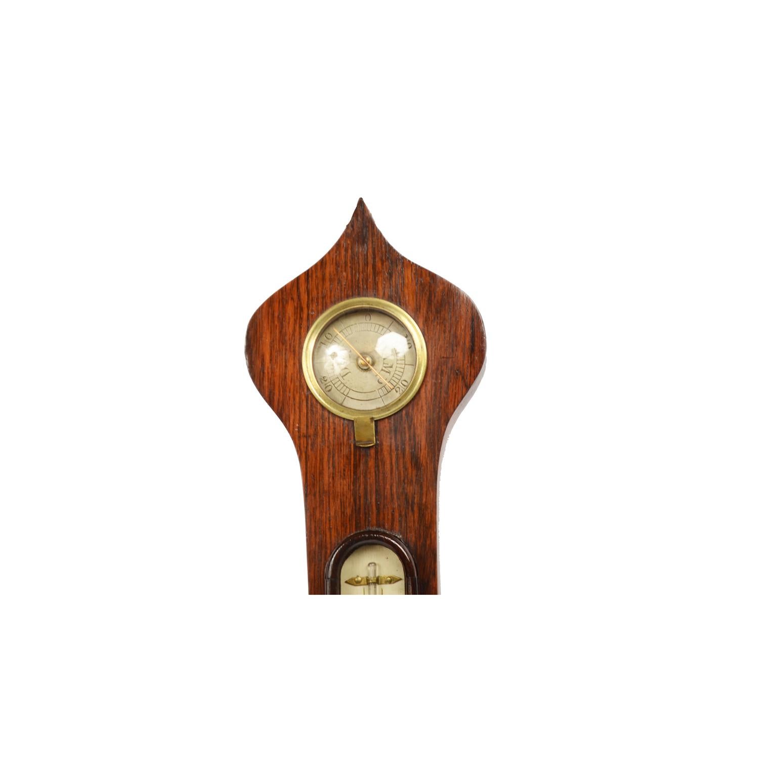 19th Century English Mahogany Barometer Antique Instrument Weather Misure 1