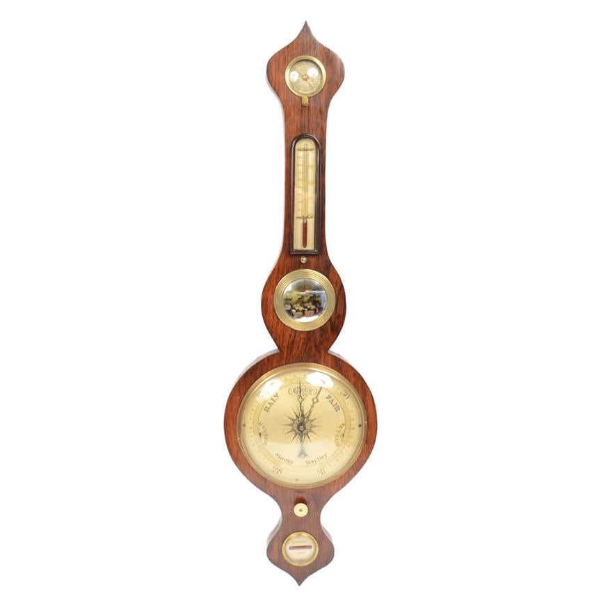 19th Century English Mahogany Barometer Antique Instrument Weather Misure