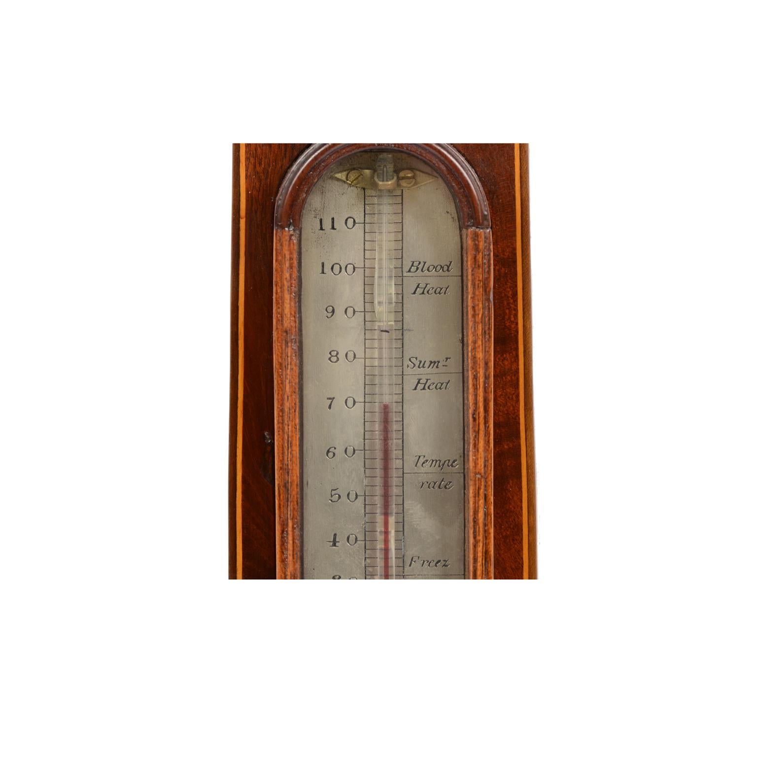 Italian 1850 Ciceri and Pini Mahogany Barometer Antique Weather Measuring Instrument 