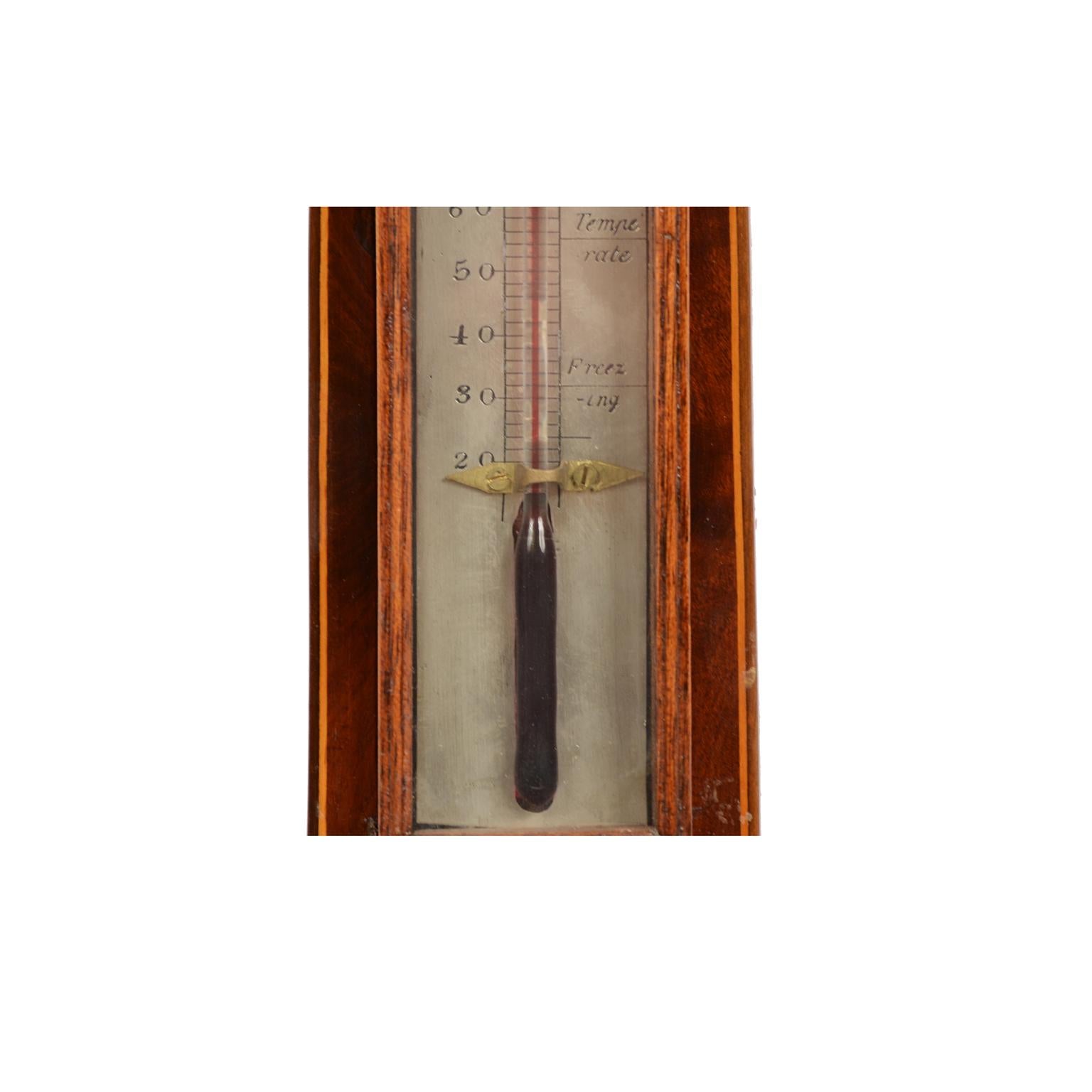 1850 Ciceri and Pini Mahogany Barometer Antique Weather Measuring Instrument  In Good Condition In Milan, IT