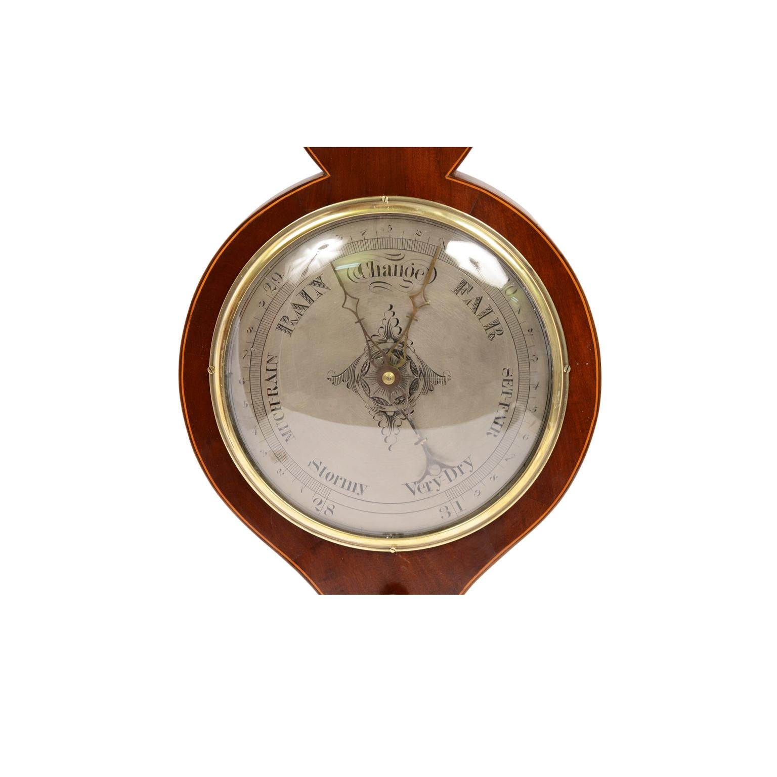 1850 Ciceri and Pini Mahogany Barometer Antique Weather Measuring Instrument  2