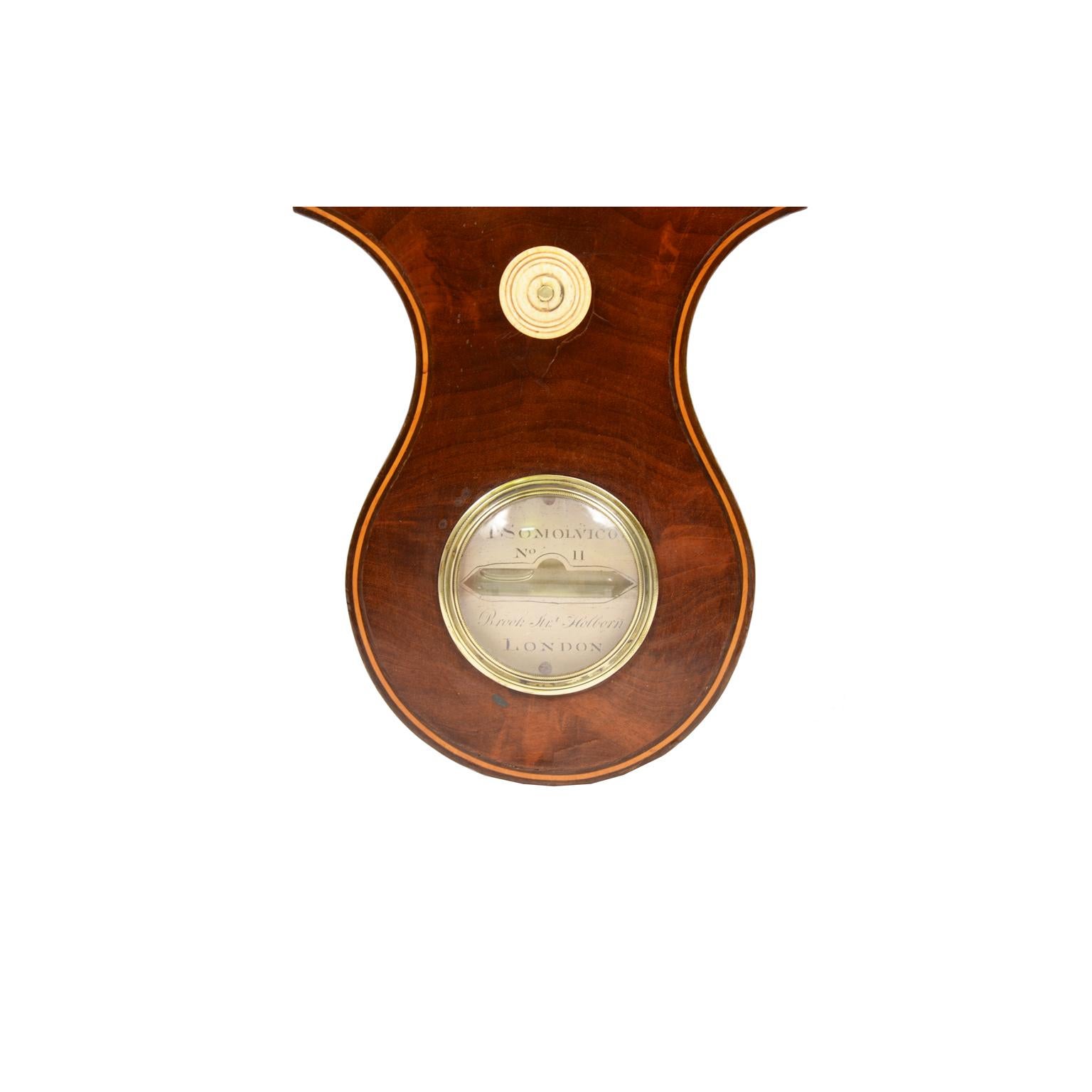 19th Century Mahogany Barometer F Somalvico Antique Weather Measuring Instrument For Sale 5