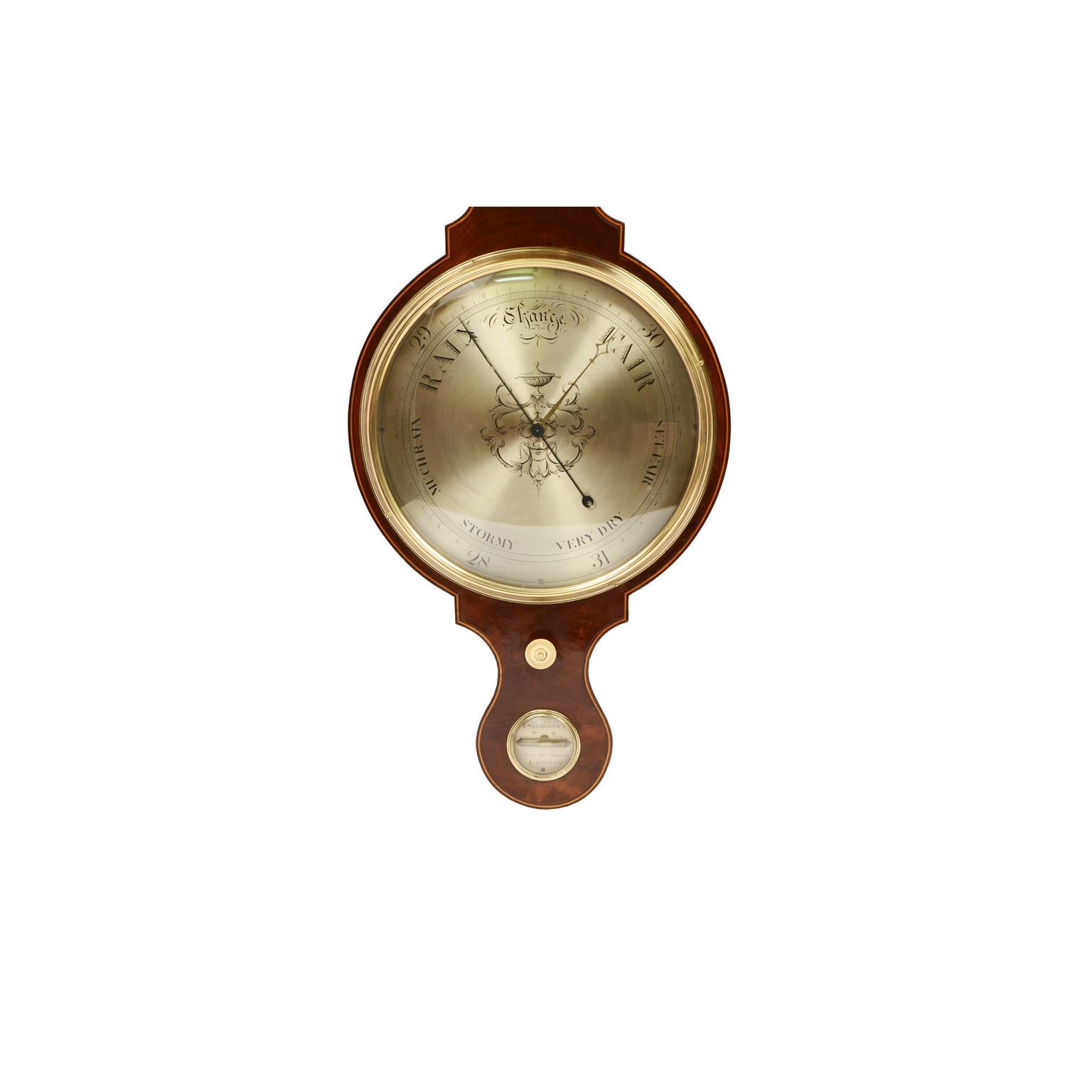 British 19th Century Mahogany Barometer F Somalvico Antique Weather Measuring Instrument For Sale