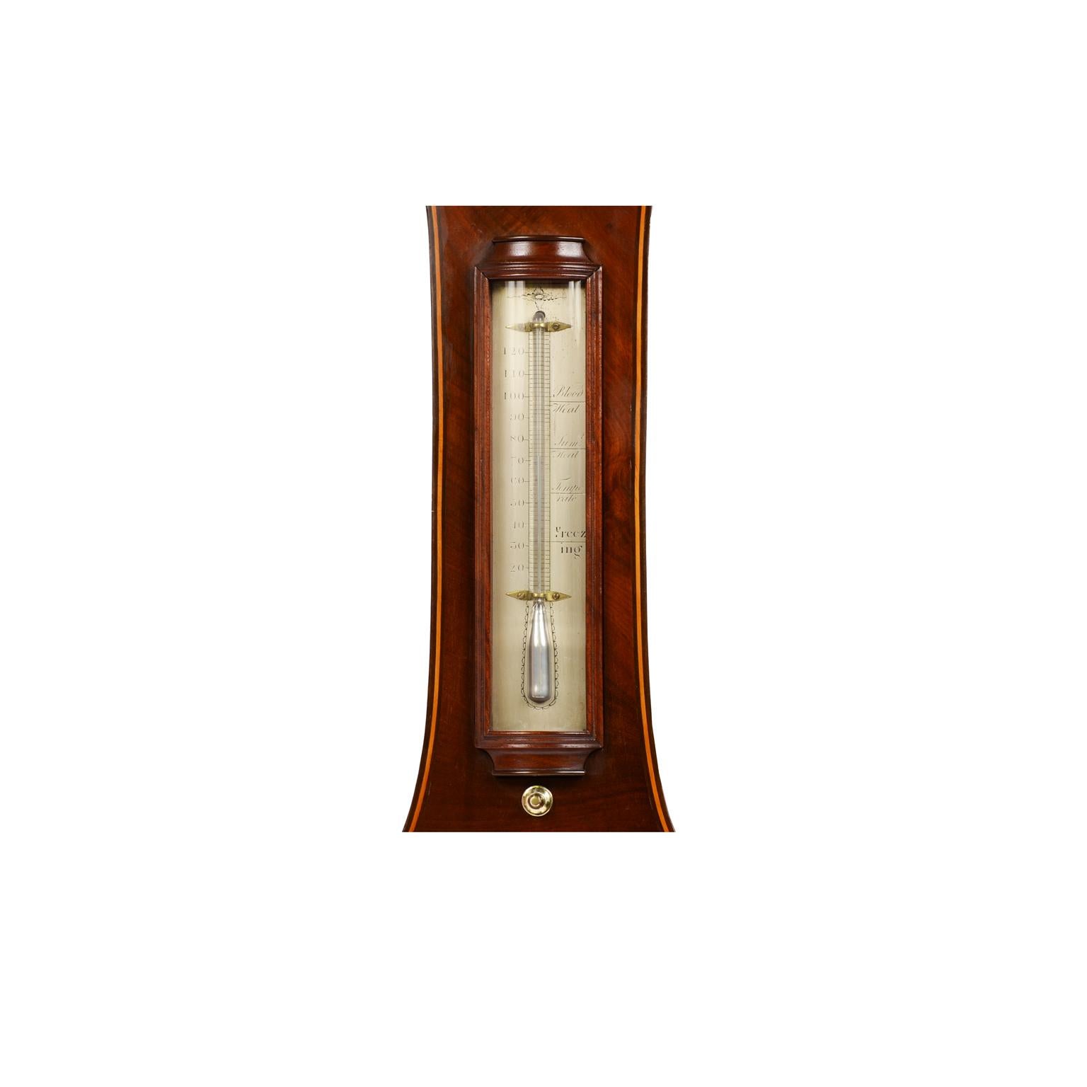 19th Century Mahogany Barometer F Somalvico Antique Weather Measuring Instrument In Good Condition For Sale In Milan, IT