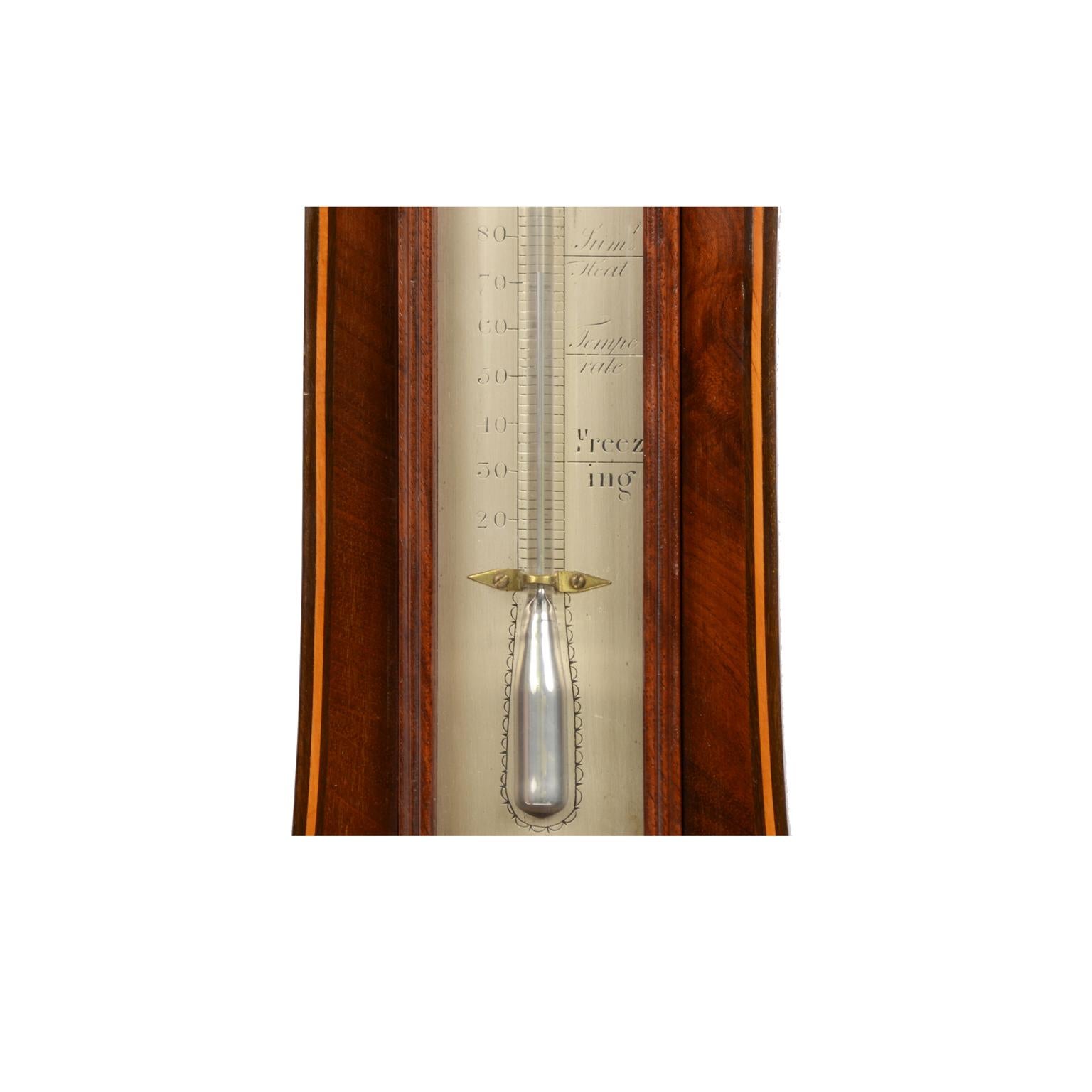 Early 19th Century 19th Century Mahogany Barometer F Somalvico Antique Weather Measuring Instrument For Sale